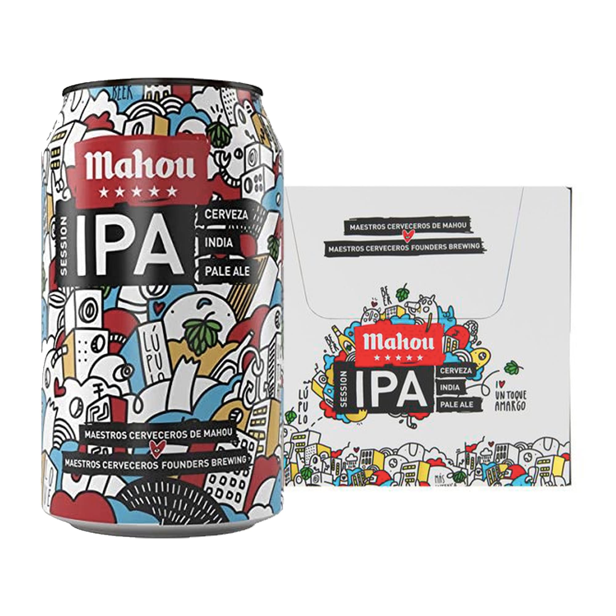Mahou 5 Estrellas - Session IPA Indian Pale Ale, Pack 24 x 33 cl Latas - 4.5% Volumen de Alcohol