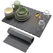Tappetino Scolapiatti 60 x 40 cm – Tappetino Assorbente Cucina in Terra di Diatomee, Assorbente, Asciugatura Rapida, Antiscivolo, per Cucina (Grigio Scuro, 60 x 40 cm)