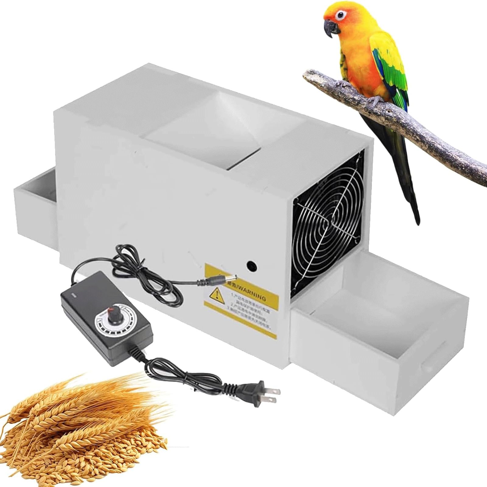 SUCRFXJ Electric Bird Feed Blown Shell Splitter, Birds Feed Grain Blowing Separator, Grain Cleaning Winnower Machine with adjustable speed fan, for Miscellaneous Grains, Millet, Melon Seeds