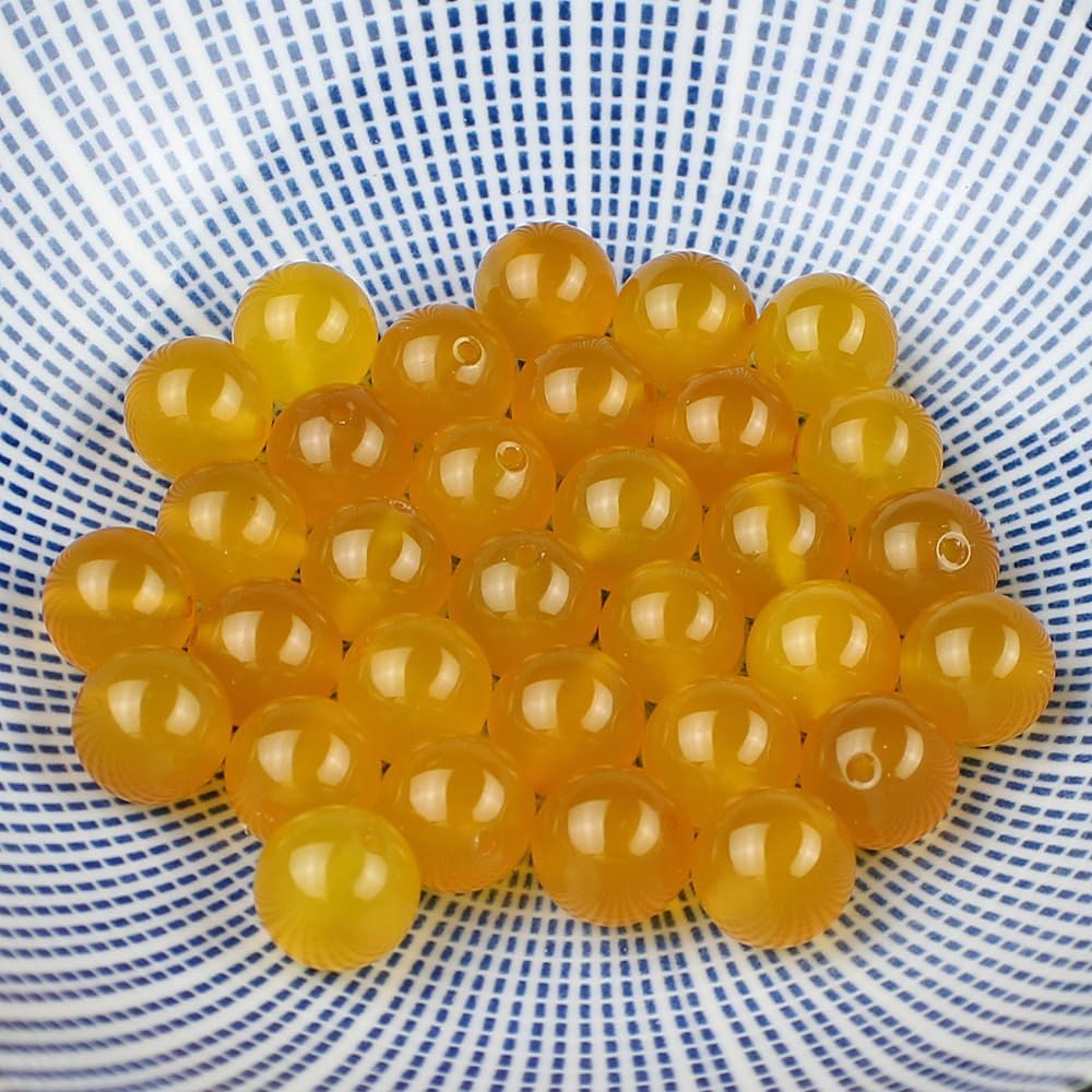 7A Round Natural Yellow Agate Beads Stone Loose Beads for Necklace Bracelet Charms Jewelry Making 15" (4mm) Yellow Agate 4mm