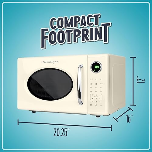 Miniatura 5 de Nostalgia Horno microondas retro de 1000 W, capacidad de 1.1 pies cúbicos, bloqueo de seguridad para niños, 8 ajustes de cocción automática, aparato