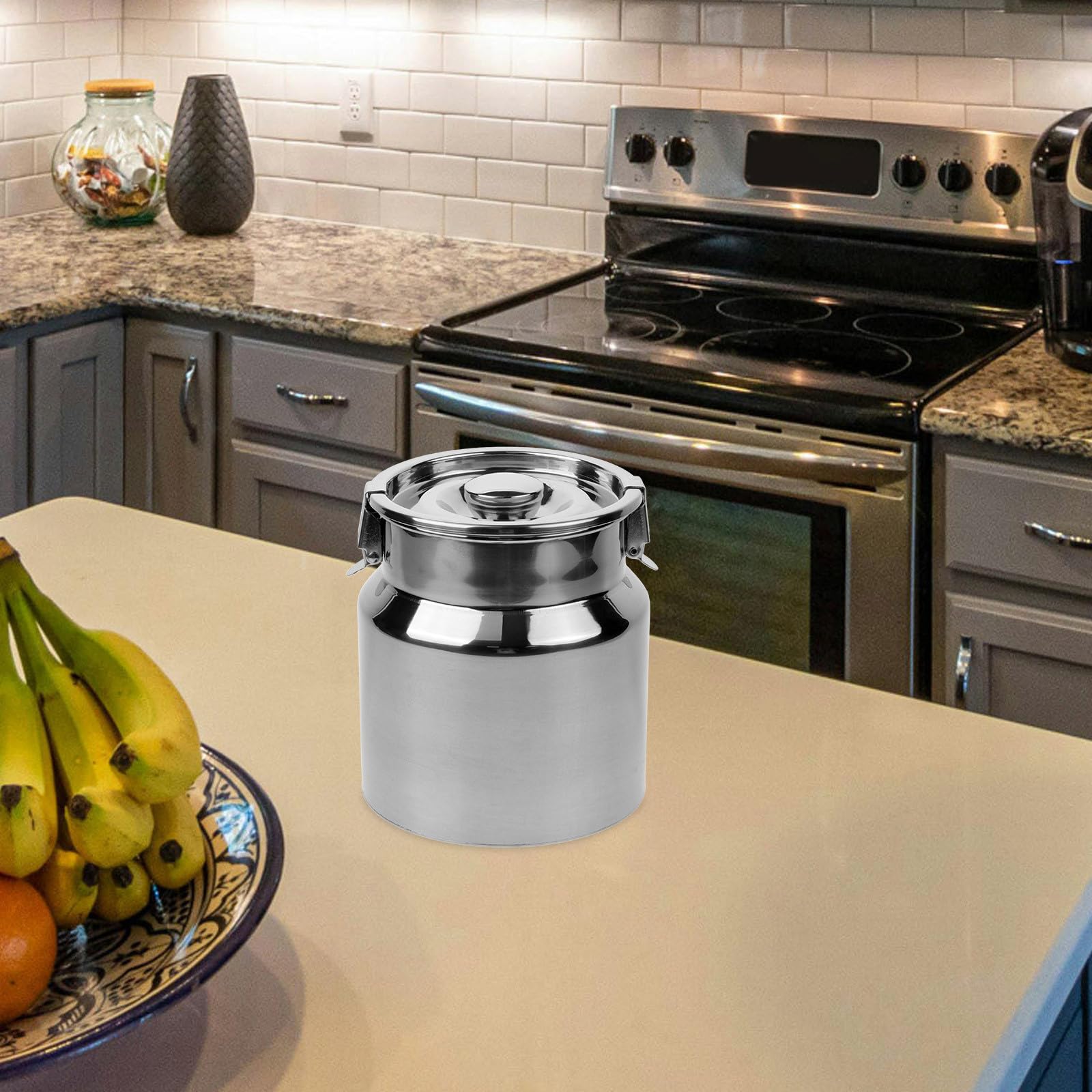 MAGICLULU Contenitore senza Bave per Latte in Acciaio Inossidabile da 2,5l Coperchio Sigillato per Cucina Domestica e Bar Caffè