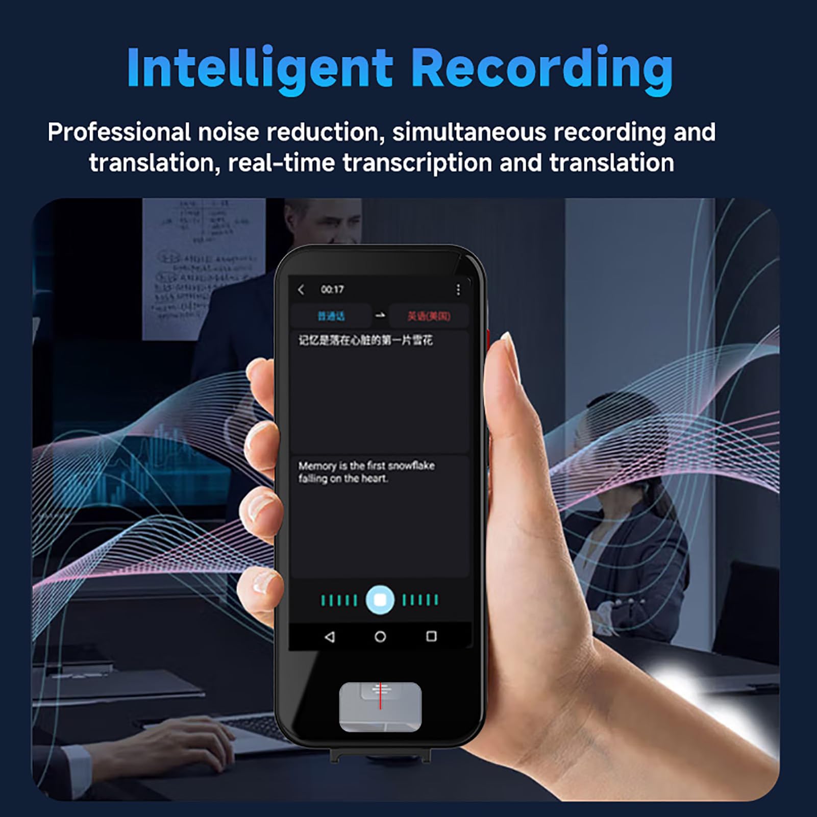 Jectse Traducteur Intelligent, AI Scan Photo Text Call Enregistrement Intelligent Dispositif de Traduction Hors Ligne avec Prise en Charge de 90 Langues et Appareil Photo 5MP, pour Une