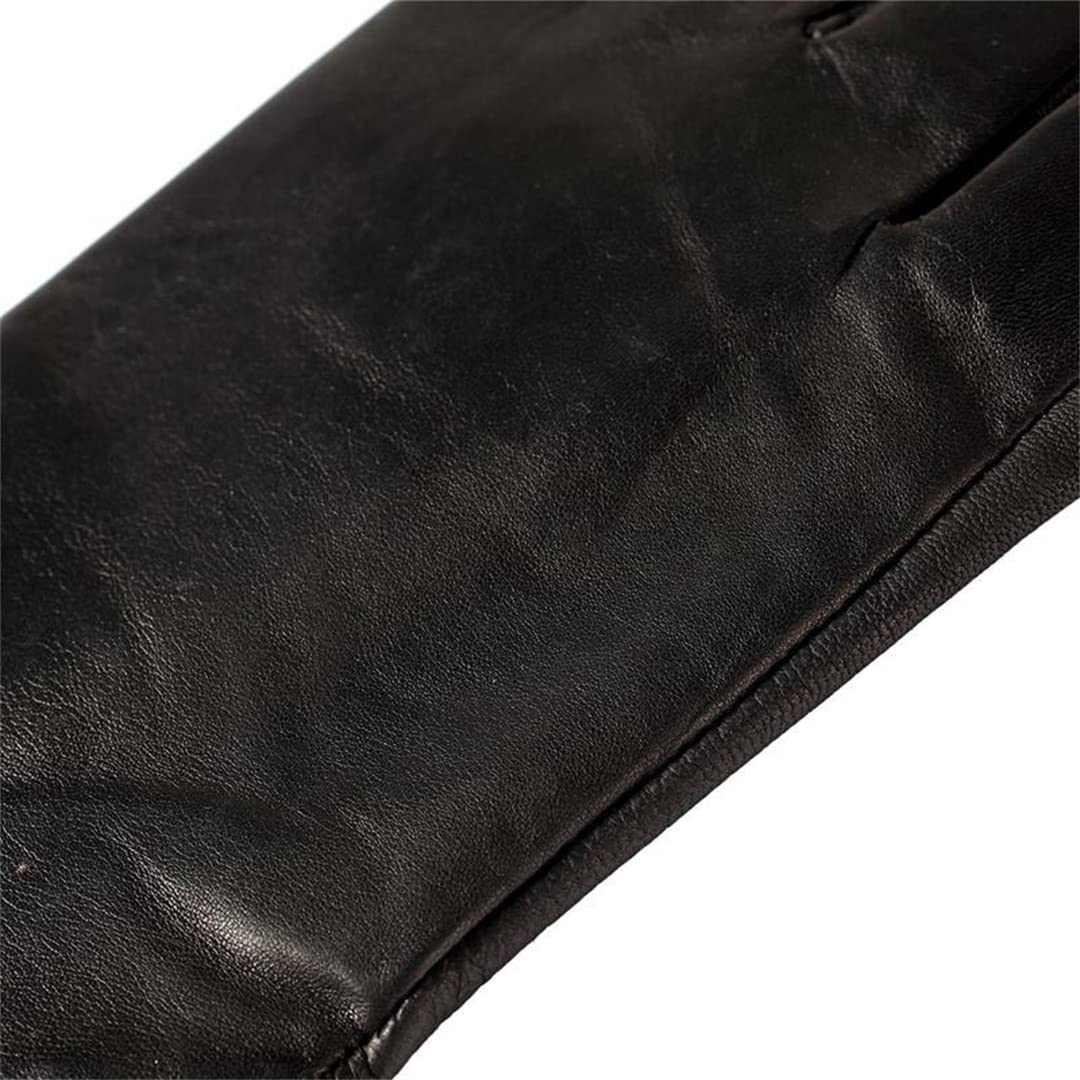 Guanti da donna in pelle nera con fodera in cotone Guanti invernali antivento da esterno Femaie Black 38