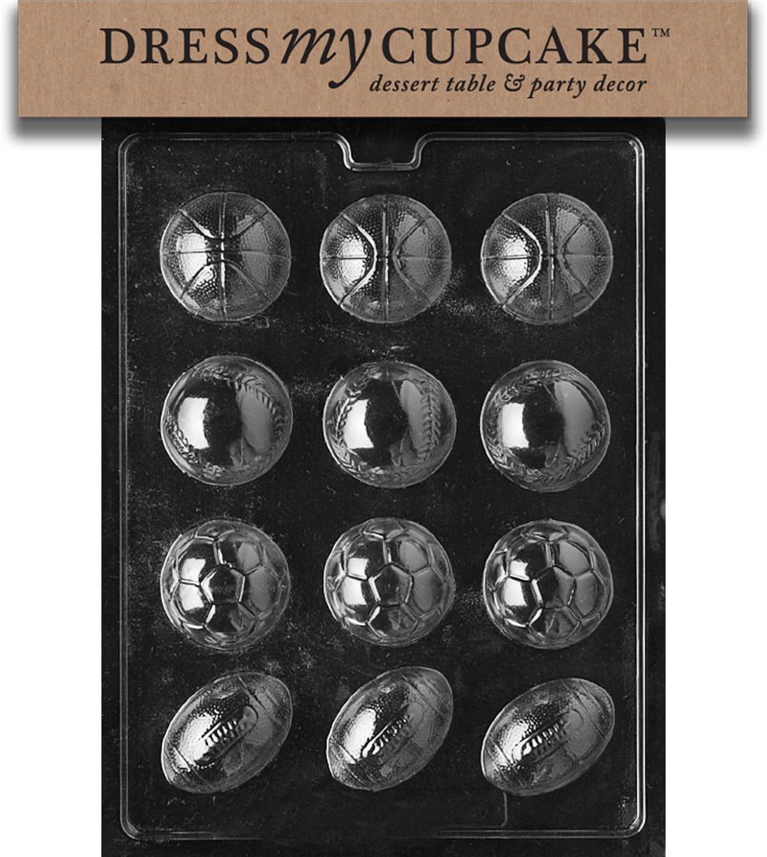 Dress My Cupcake Chocolate Candy Mold, Ball Assorted Baseball/Soccer/Football, Sports