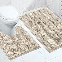 Vista 80 de Turquoize Alfombras de Baño Chenille Peludas Alfombra de Baño Antideslizante Gruesas Alfombras de Baño Peludas para Baño Chenille Juego de Alfombra