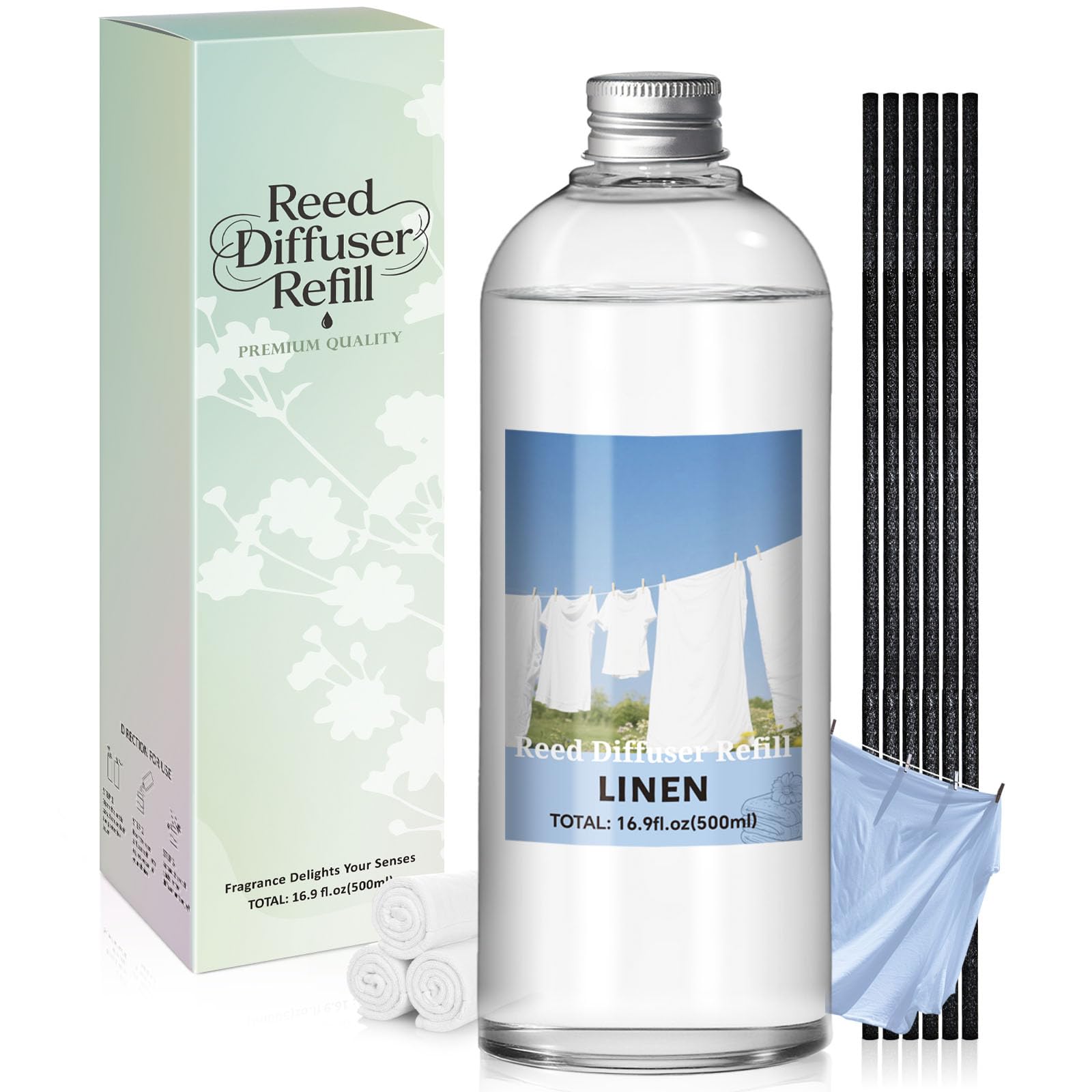 Scent-Hi Raumduft Nachfüller, Leinen 500ml Nachfüller für Duftdiffusor, Reed Diffuser Refill, Raumbeduftung für Schlafzimmer, Badezimmer, Büro, Wohnkultur