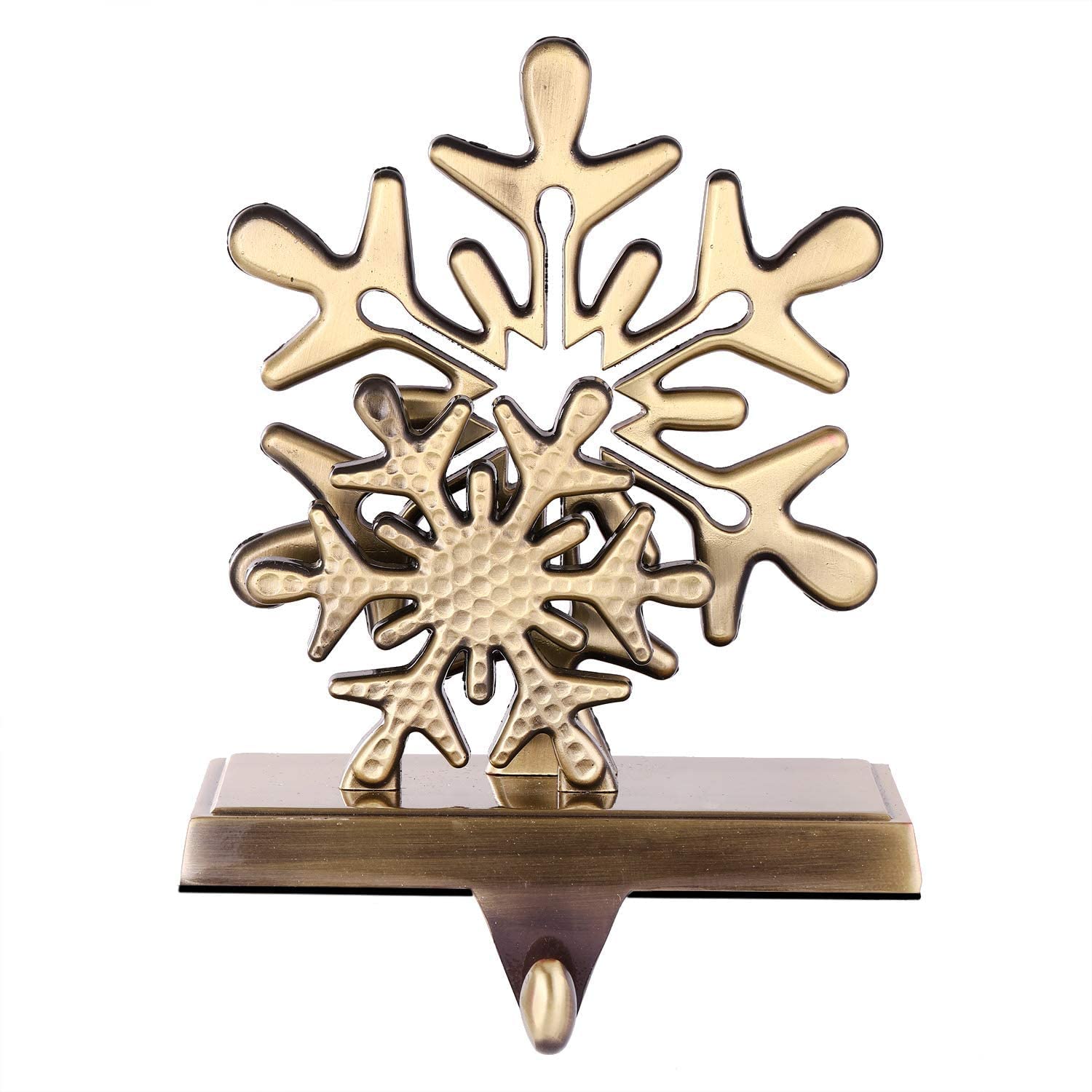 WeddPtyFr Christmas Stocking Holders for Mantle Christmas Stocking Hangers for Fireplace Anti-Slip Mantel Hanger Hooks for Stocking Hanging Ornament Firepiece Xmas Decor (Bronze Set)