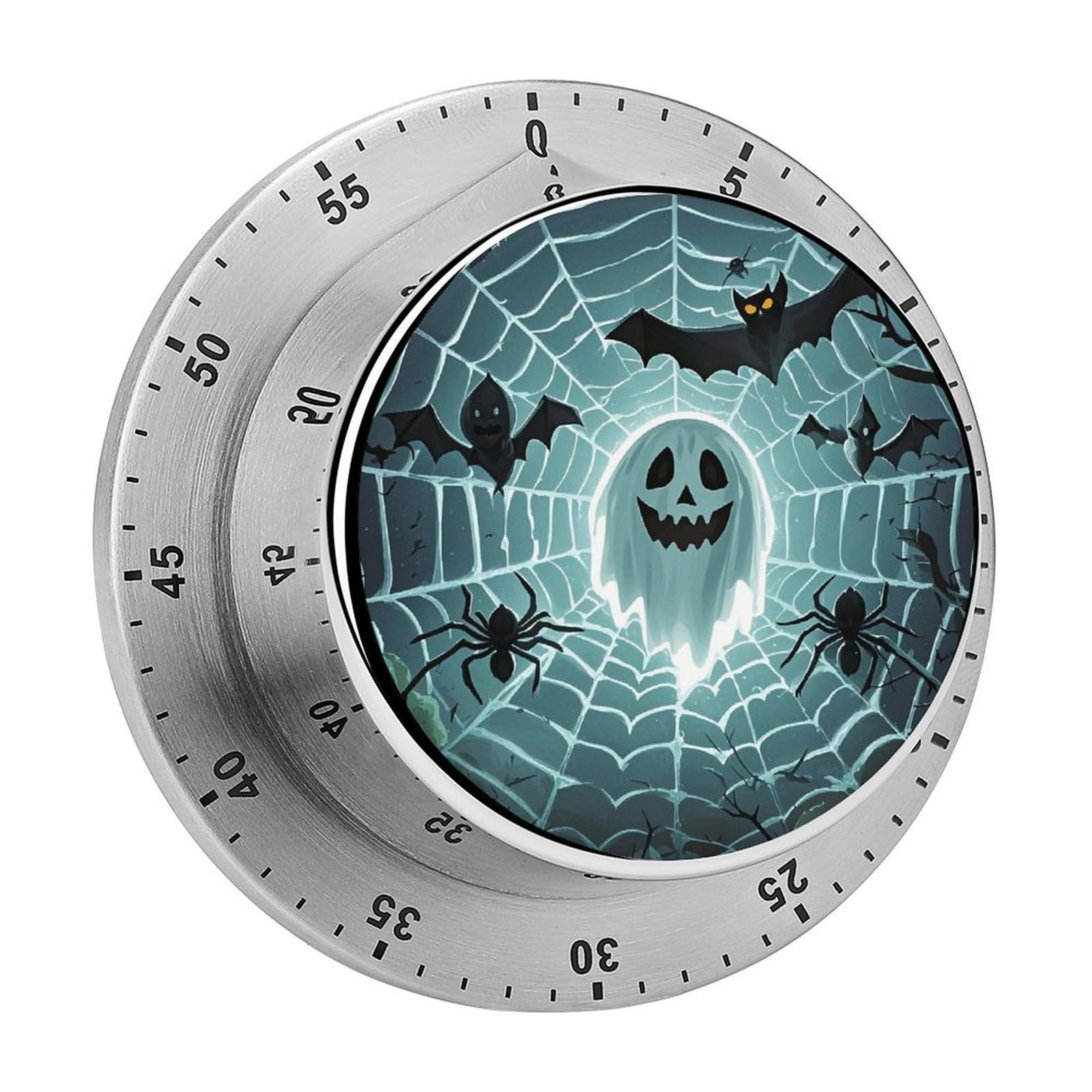 Cute Bat Spider Webs Visual Timer with Loud Alarm 60-Minute Kitchen Timers Exquisite Stainless Steel Body - Mechanical Desk Timer Countdown Clock for Cooking Chef Clock