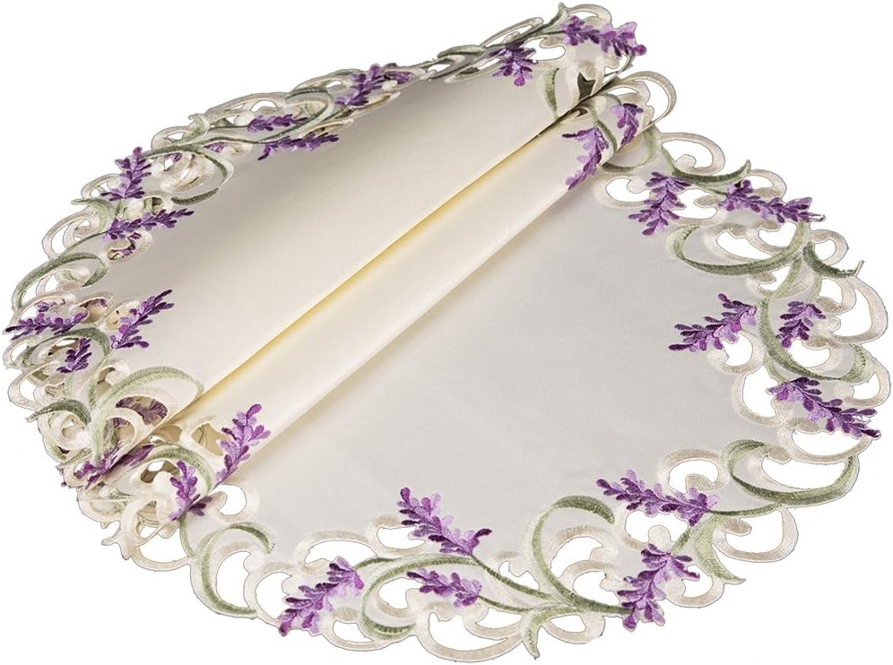 Xia Home Fashions XD17107 Lavender Lace Embroidered Cutwork