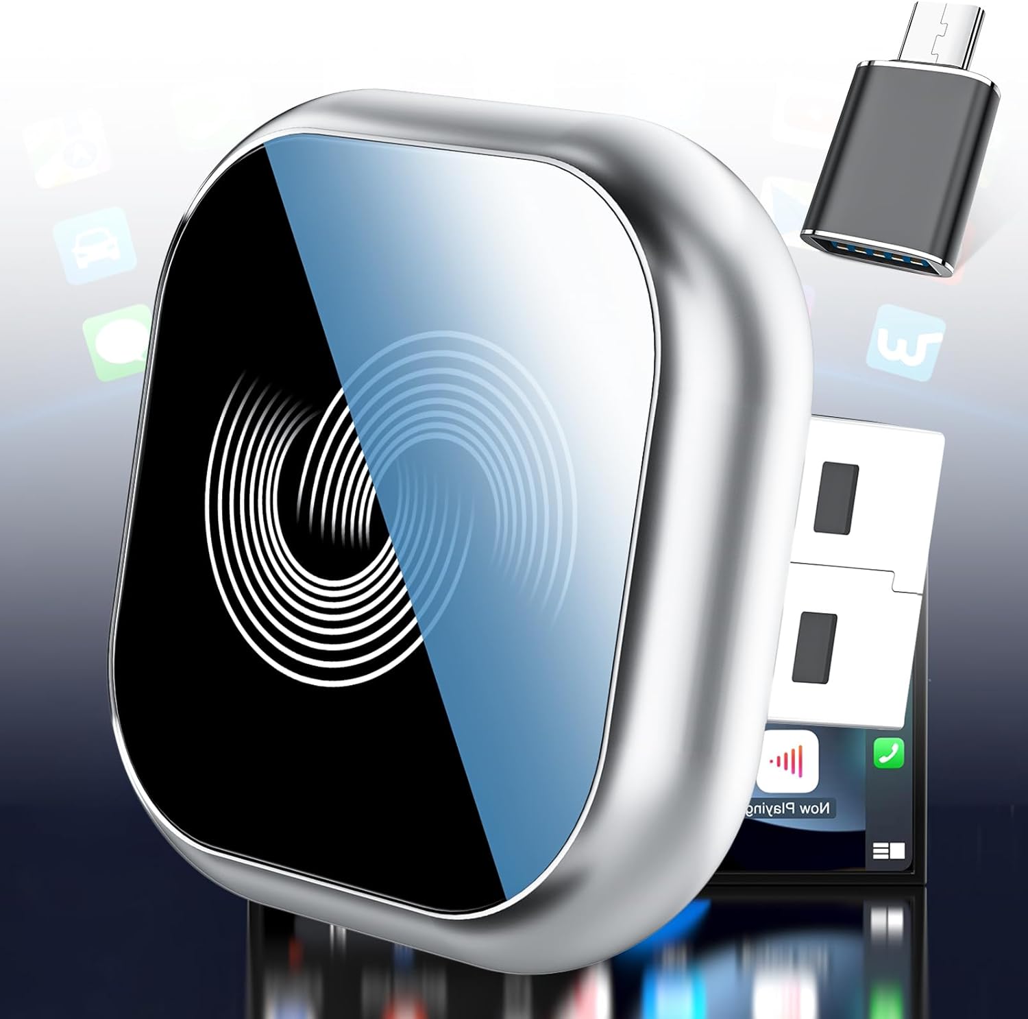 Kcovez 2026 Wireless CarPlay Adapter: Zero-Latency Plug & Play for 2015+ Cars, iOS 10+ & Android Auto