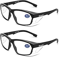 Vista 41 de ProtectX Anteojos de seguridad clásicos, lentes antivaho resistentes a los arañazos, gafas protectoras para el trabajo, interior/exterior, ANSI Z87.1