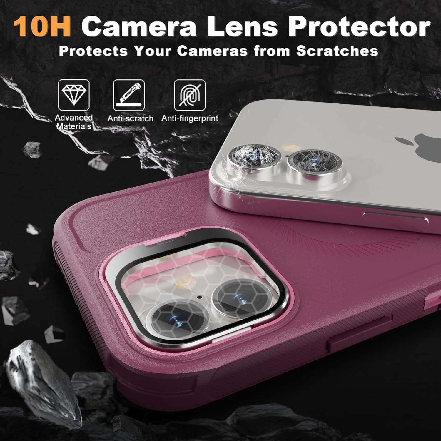 for iPhone 16 Plus Case with Stand & Built-in Camera Cover, MagSafe Compatible, Heavy-Duty Shockproof Protection, Magnetic & Rugged Phone Cover for iPhone 16 Plus 6.7'', Purple-Pink - Image 3
