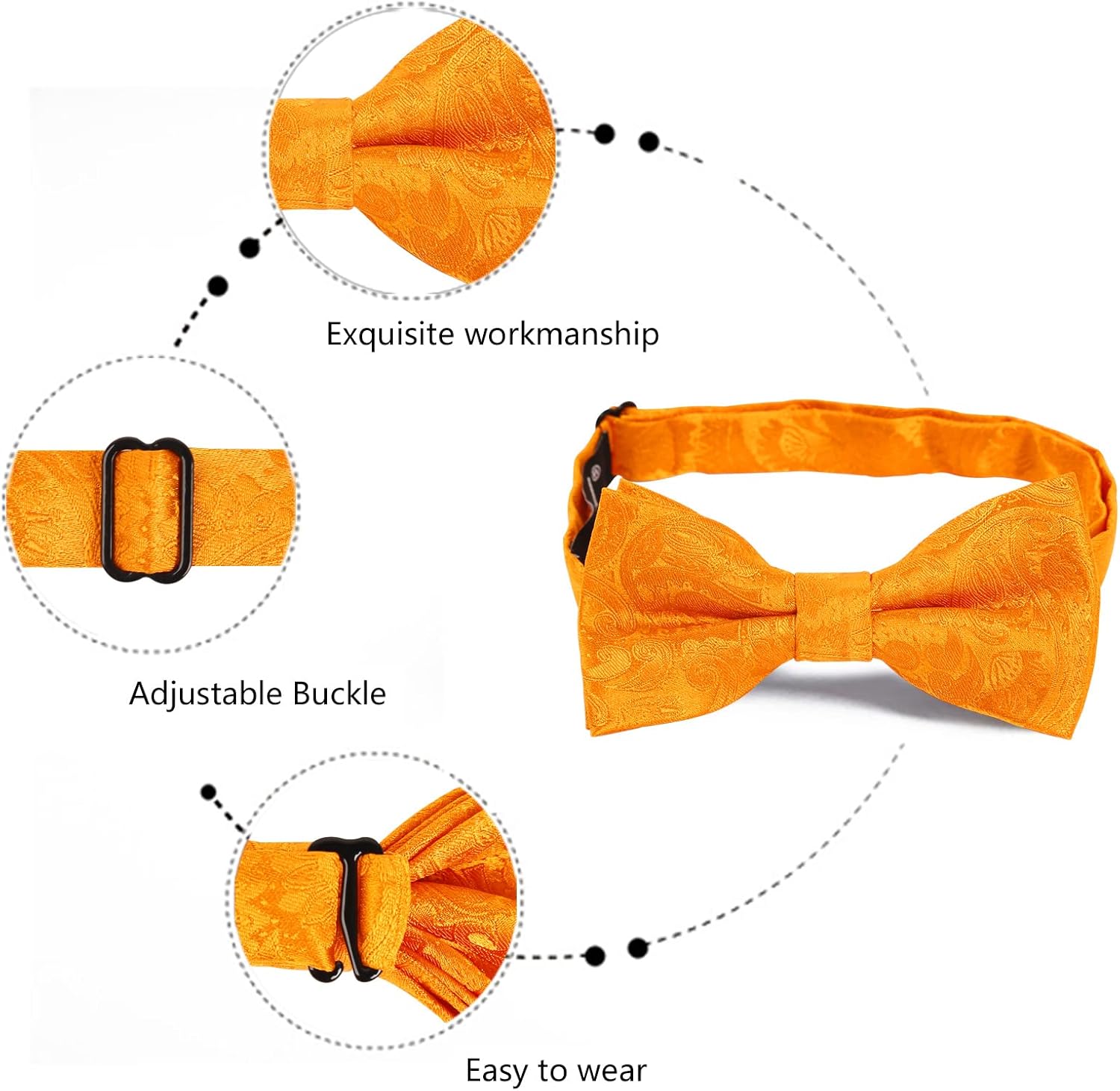 Alizeal Boys Adjustable Fashion Paisley Floral Strapped Pre-tied Kids Bow Tie - Image 4