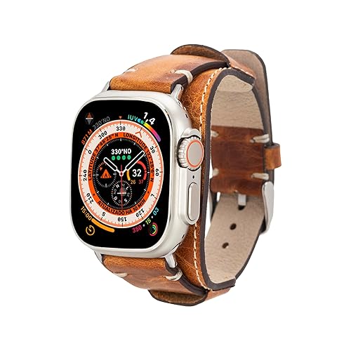 VENOULT Genuine Leather Cuff Band fits Apple Watch Band 49mm - 38mm for Watch Series 11-1, Man or Women 45mm, 44mm, 41mm, 40mm, Full Grain Bull