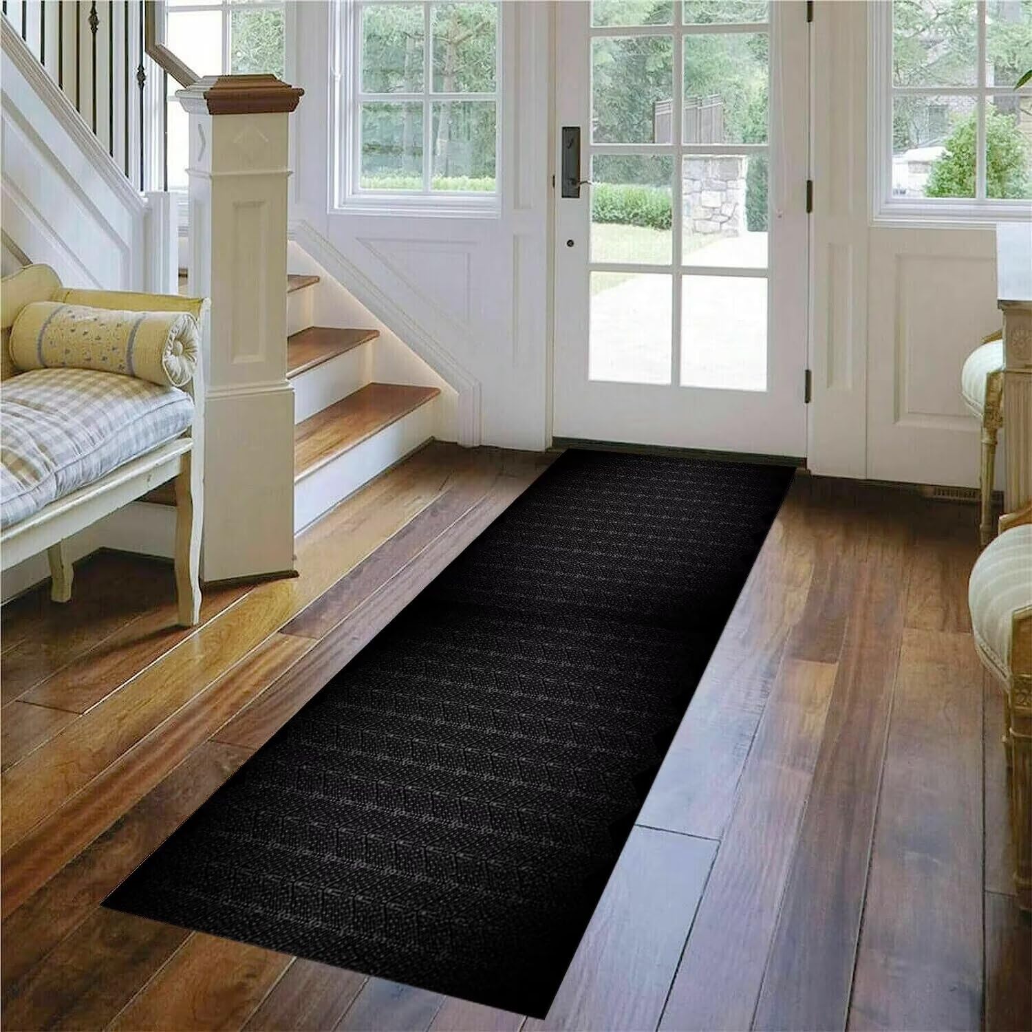 ZUZEKU Tapijtloper, voor in de gang, keuken, wasbaar, antislip, 120 x 400 cm, grijs, lang, keukentapijt, voor in de gang, de woonkamer, slaapkamer, per meter aanpasbaar