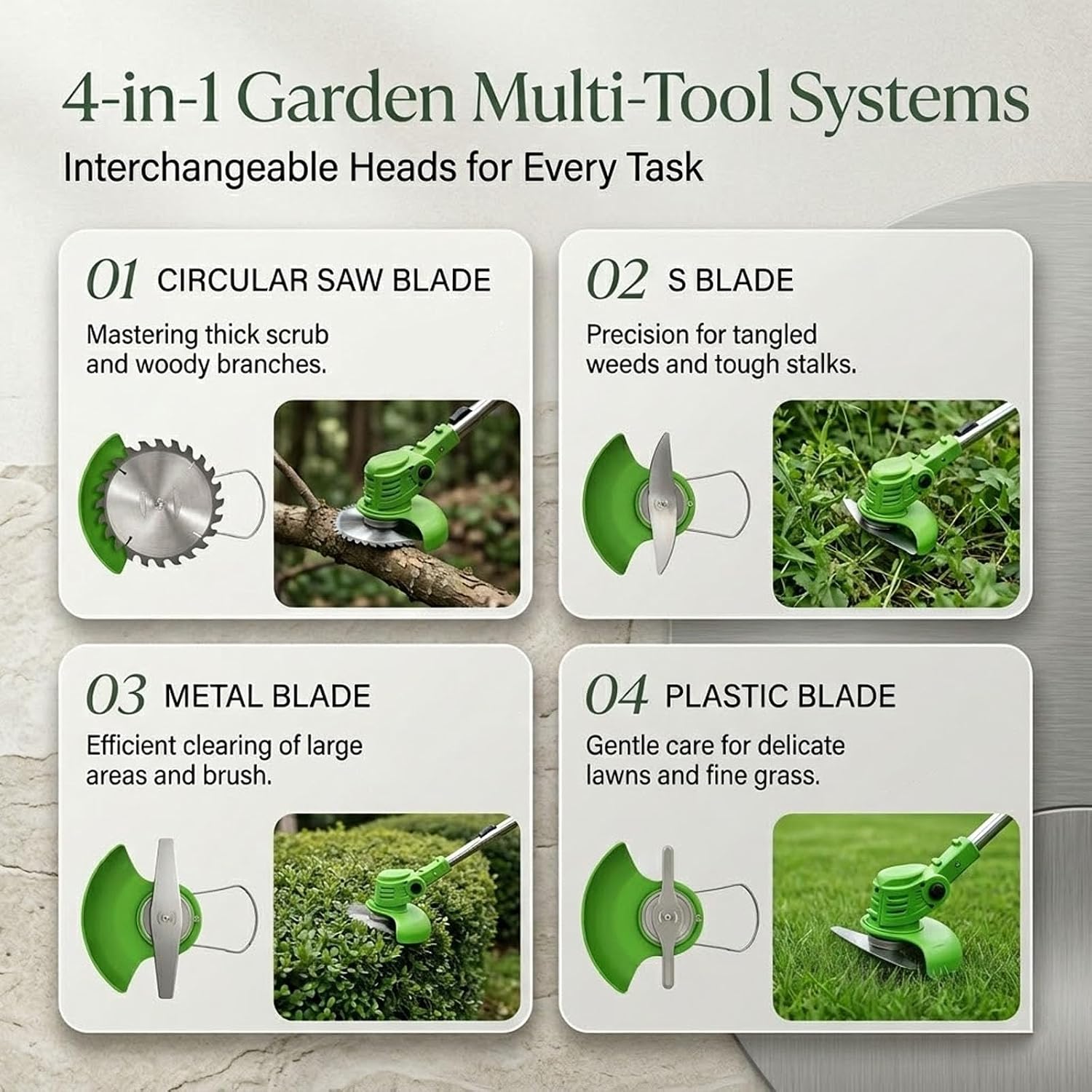 21V Cordless Weed Wacker with Wheels, 3-in-1 Electric String Trimmer, Lawn Edger & Brush Cutter, Includes 2x2.0Ah Batteries & 3 Blades, Lightweight Adjustable Trimmer for Thick Weeds & Small Yards