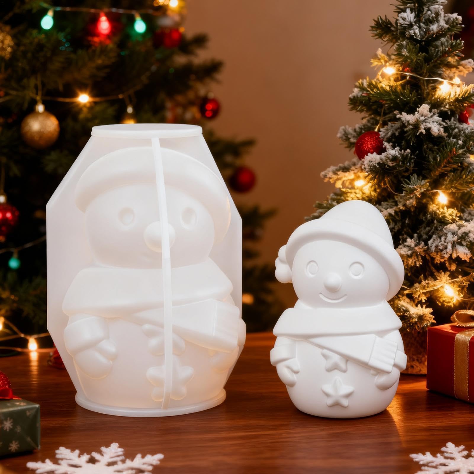 Weihnachtskerzen-Formen, 3D-Form, flexibel, Weihnachts-Schneemann-Form