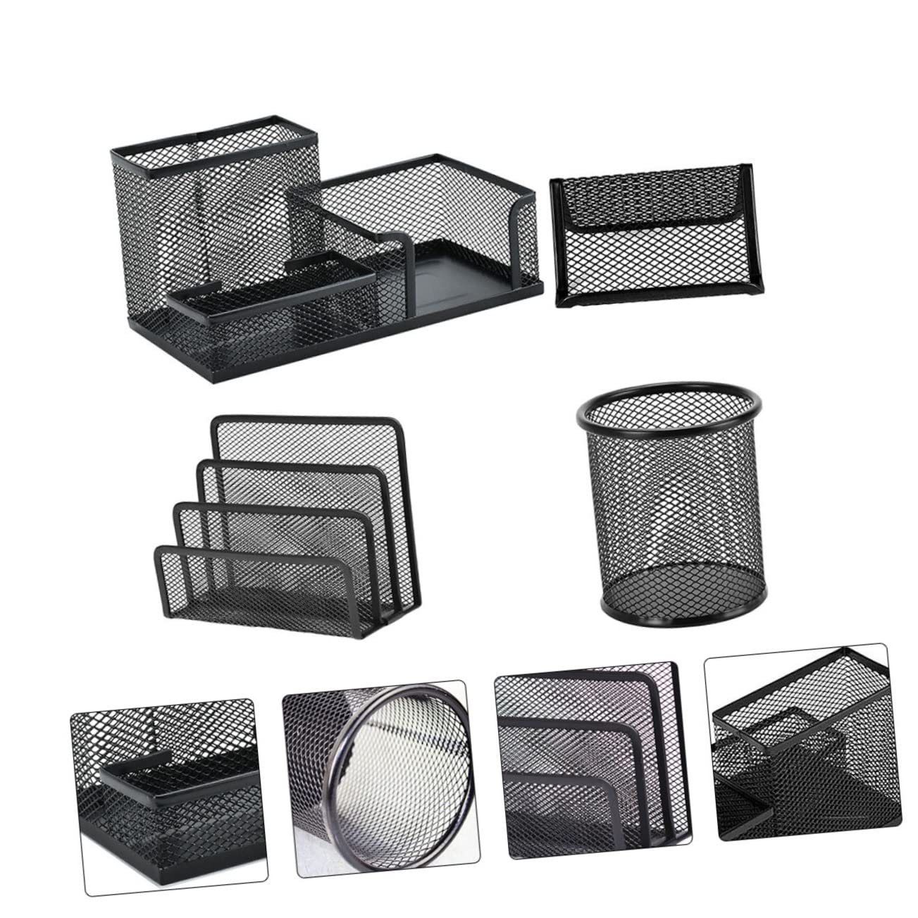 PLAFOPE Set Di Contenitori Per Ufficio in Ferro Battuto 4 Pezzi Organizer Da Scrivania Organizer Per Penne E Portaoggetti Da Scrivania
