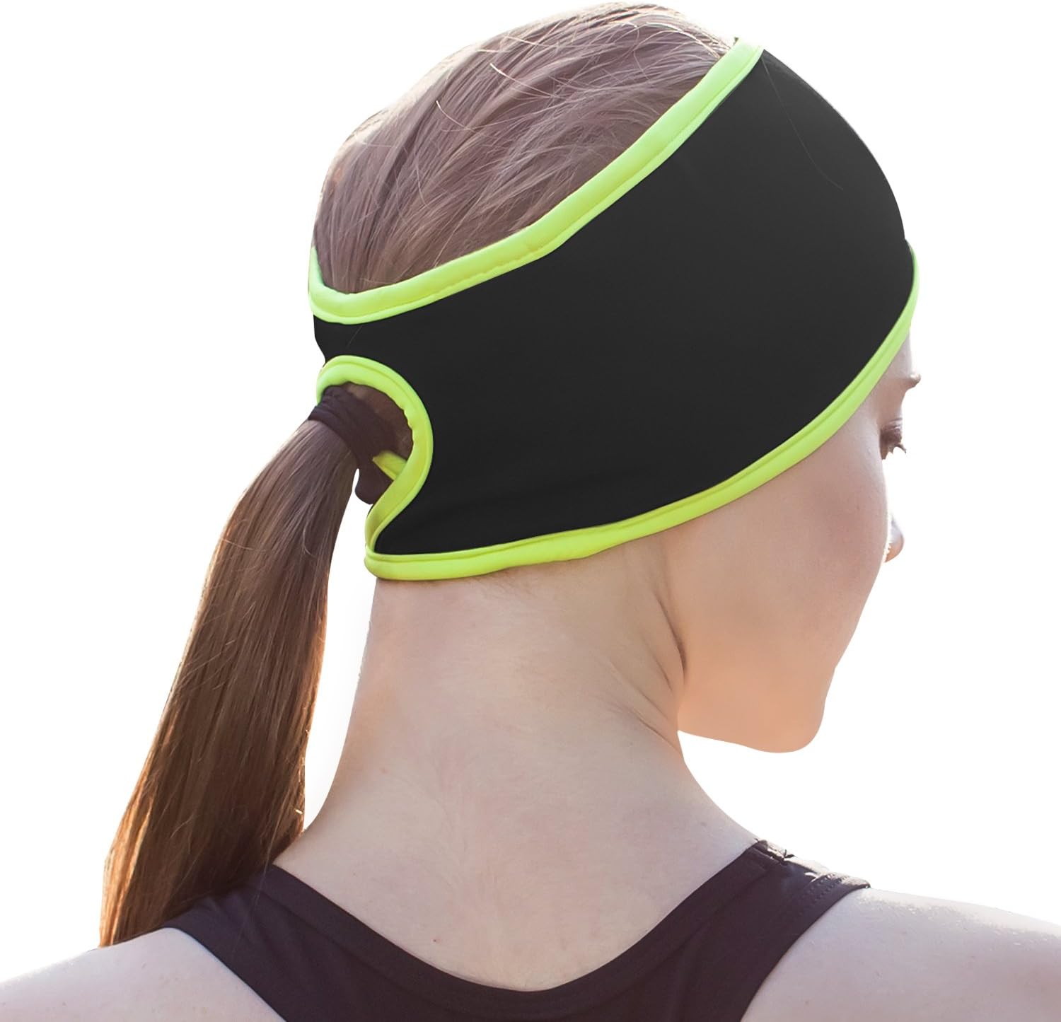 Amazon Your Choice女性用ヘッドバンド耳ウォーマーポニーテールヘアバンドヨガスポーツrunning伸縮性ヘッドバンド汗止めバンドwithポリエステルフリース ブラック Your Choice アウトドアウェア