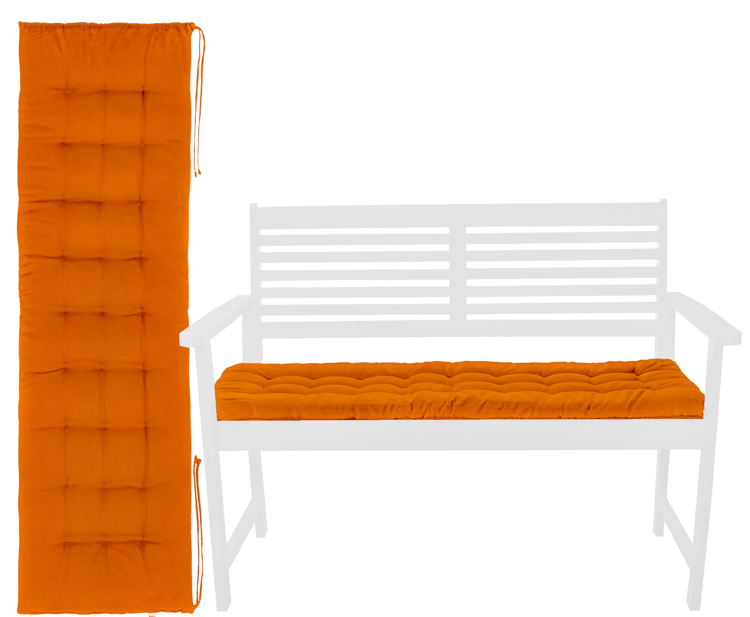 Brandsseller Cuscino per panca 140x40x4 cm – Per panca da giardino e panca da pranzo – Idrorepellente, facile da pulire e morbido e imbottito – Uso interno & esterno – Arancione