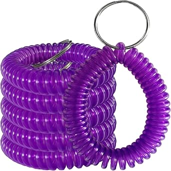 Plastic Wrist Key Coil Spring Key Chain Stretchable Spiral Key rings Wrist Key Holders