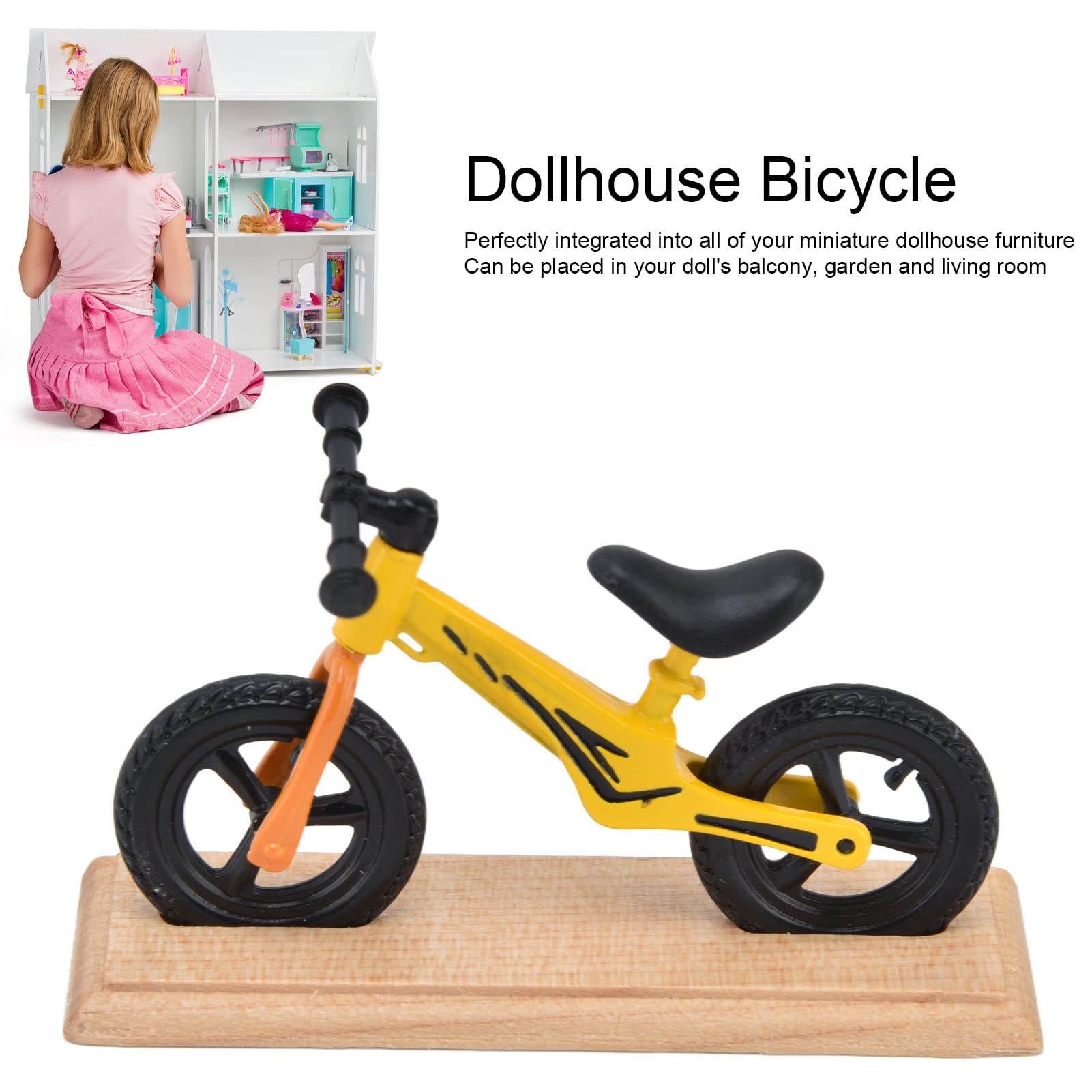 yaogohua Dollhouse Bicycle Model, Miniature Metal Finger Mountain Bike Home Decor, Finger Bicycle Cool Boy Collections Decoration, Creative Game Favors Gift(Yellow)