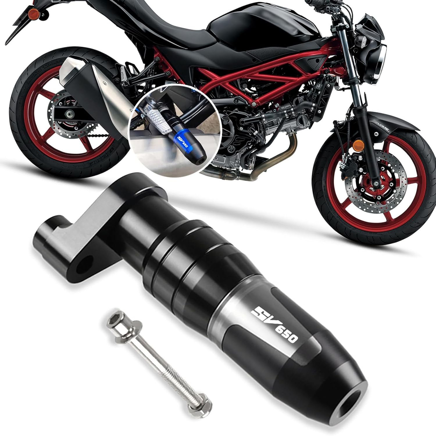 for SV650 SV650X 2025 Muffler Protector Exhaust Slider Frame Protector Anti-Collision pad Anti-Fall Protection pad sv650 sv650x 2023-2025 Motorcycle Accessories (Titanium)