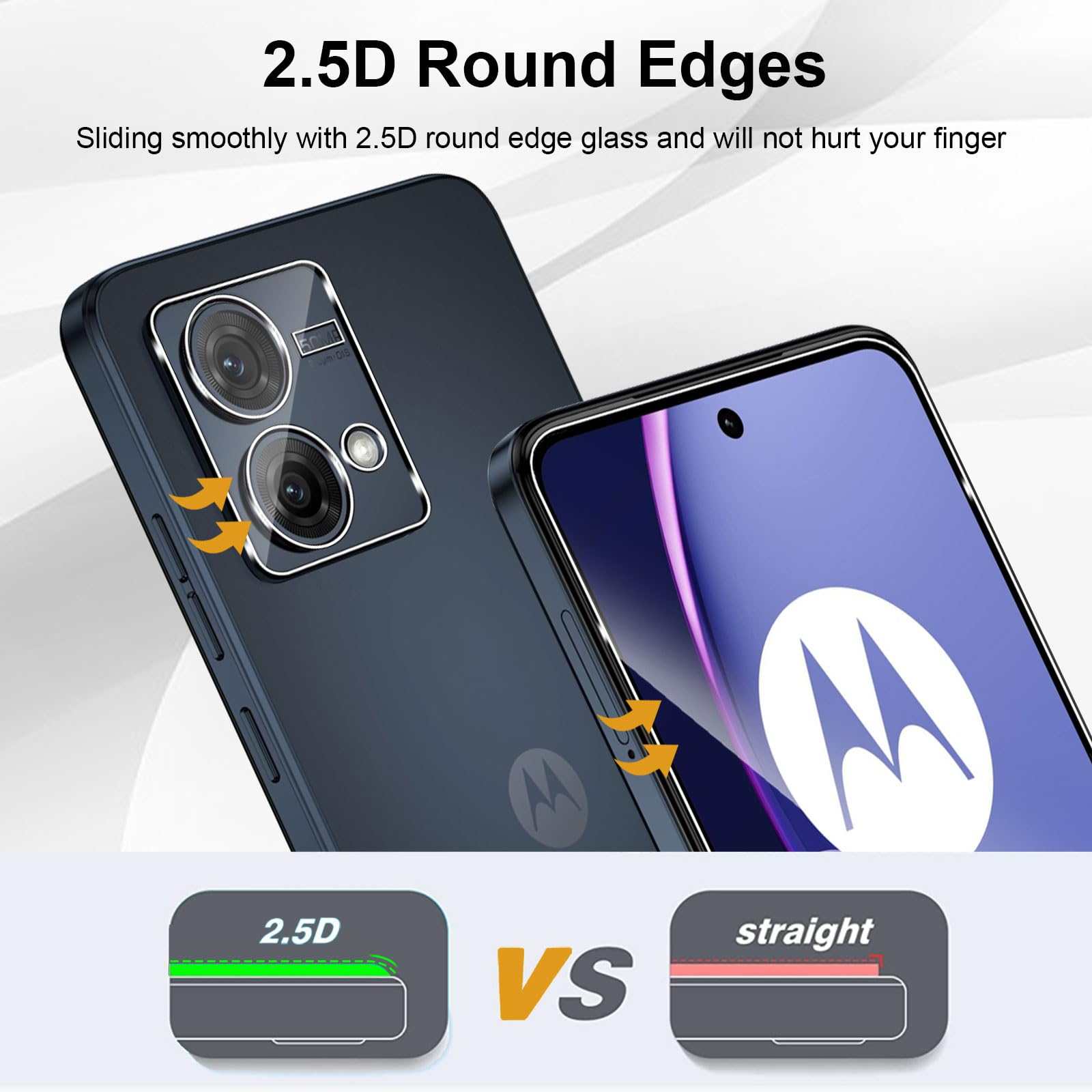 Motorola Moto G84 5G - 2+2 Pezzi Pellicola Vetro Temperato e Fotocamera, Anti-Impronte, Senza Bolle, Anti-Graffio, Ultra HD-1