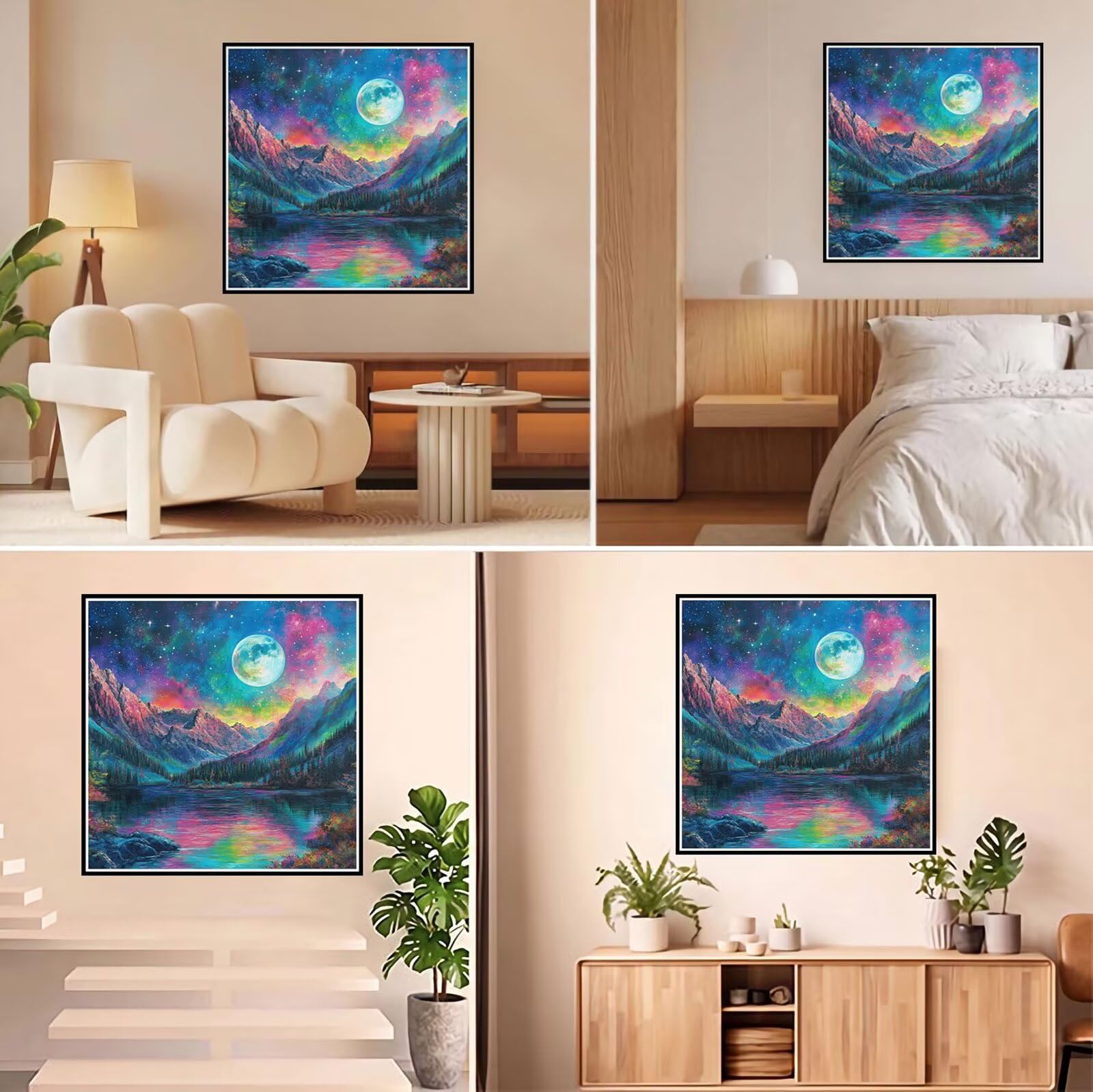 5D Diamond Painting Kit Complet, Diamond Painting Enfant Abstrait Plein Foret Peinture Diamant Paysage pour Adulte Débutant, Activité Manuelle Cristal Art Kit pour Décoration Murale 100x100cm FX#33