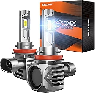 Brightest H11 LED Headlight Bulbs, 33000 Lumens 900% Brighter Than OEM, S7S Wireless H8 H9 LED Headlight 6500K Cool White Plug and Play Halogen Replacement - Pack of 2