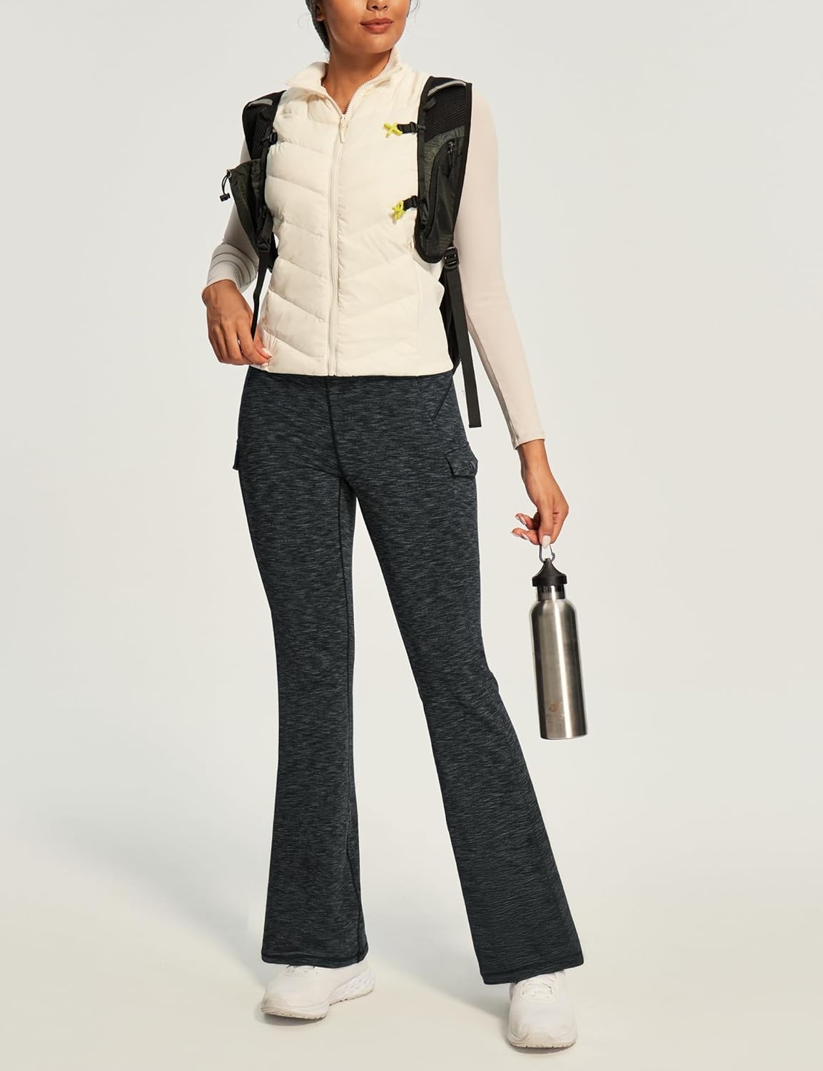 Heathyoga Cargo Pants Women Fleece Lined Leggings Waterproof Hiking Pants Women Thermal Pants Warm Wide Leg Sweatpants Winter - Image 5