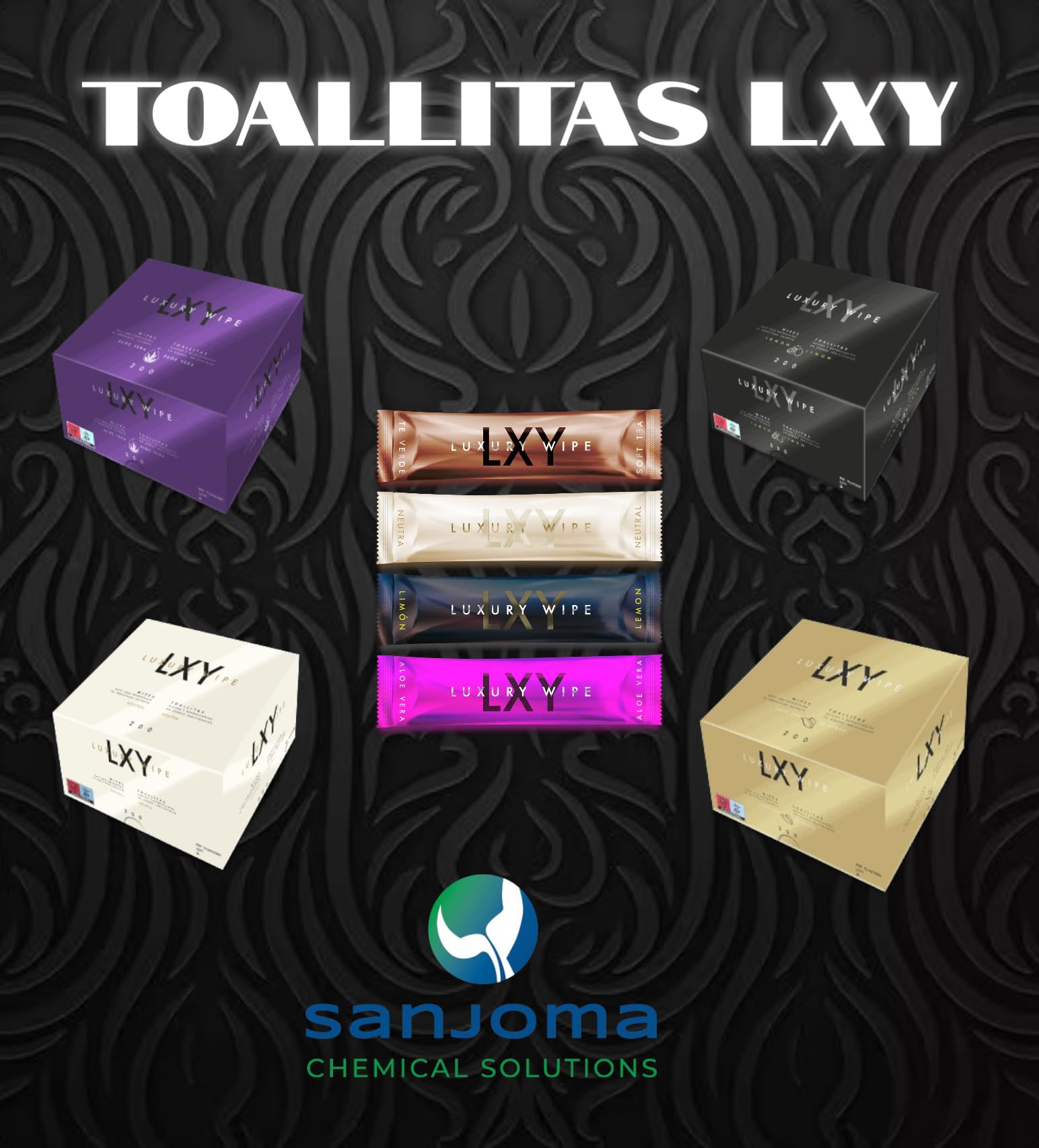 LUXURY WIPE Toallitas Refrescantes Fragancia Aloe Vera para la Piel – 200 uds – Suaves, Desechables y Aptas para Uso Facial o Corporal – 20×20 cm – Sanjoma Chemical Solutions