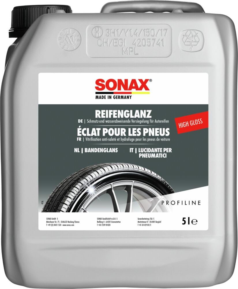 SONAX PROFILINE Éclat pour les pneus (5 litres) redonne aux pneus usés par les intempéries l'intensité de leur couleur et assure une brillance parfaite | Réf:02355000