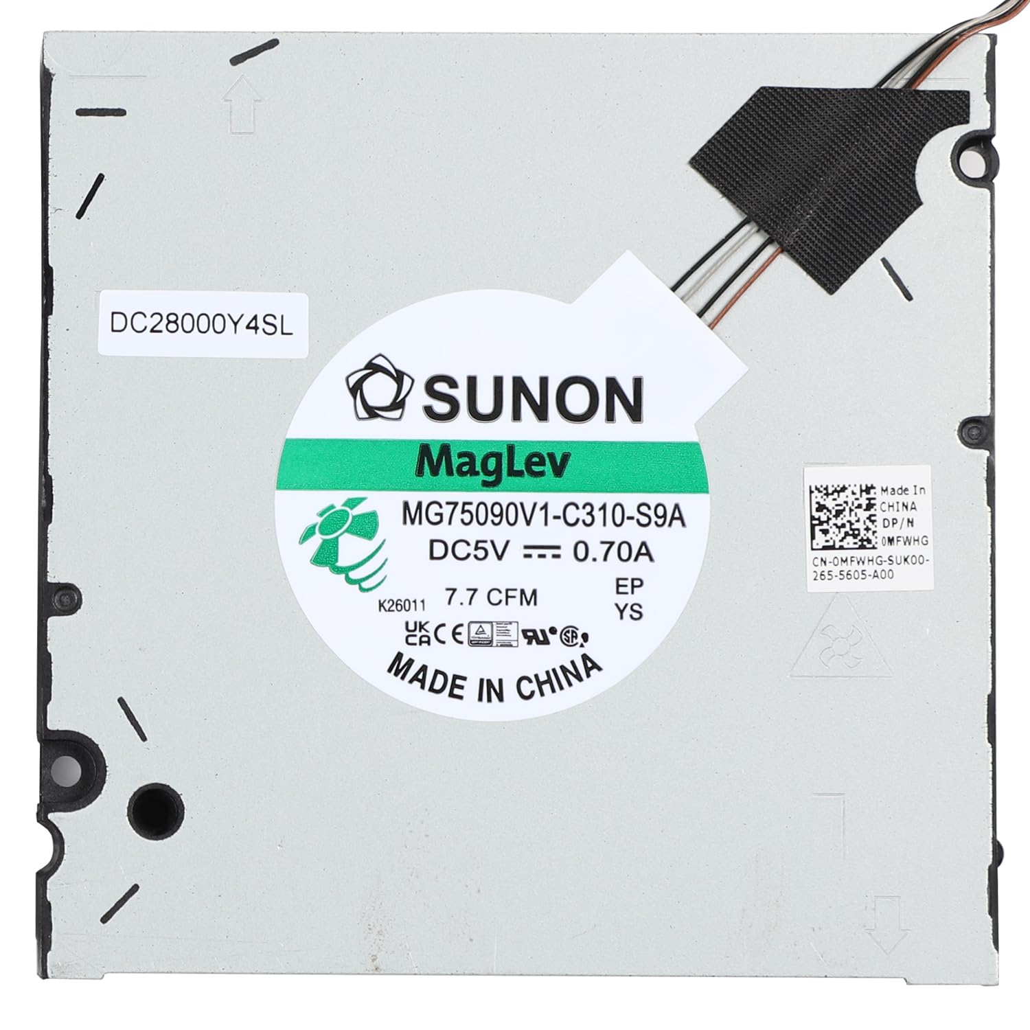 Ventilador de refrigeración de repuesto para DELL Precision 7670 M7670 7680 0MFWHG | RTX A5000 A3000, MG75090V1-C310-S9A MFWHG DC28000Y4SL, DC5V 0.7A Repuesto de ventilador para portátil