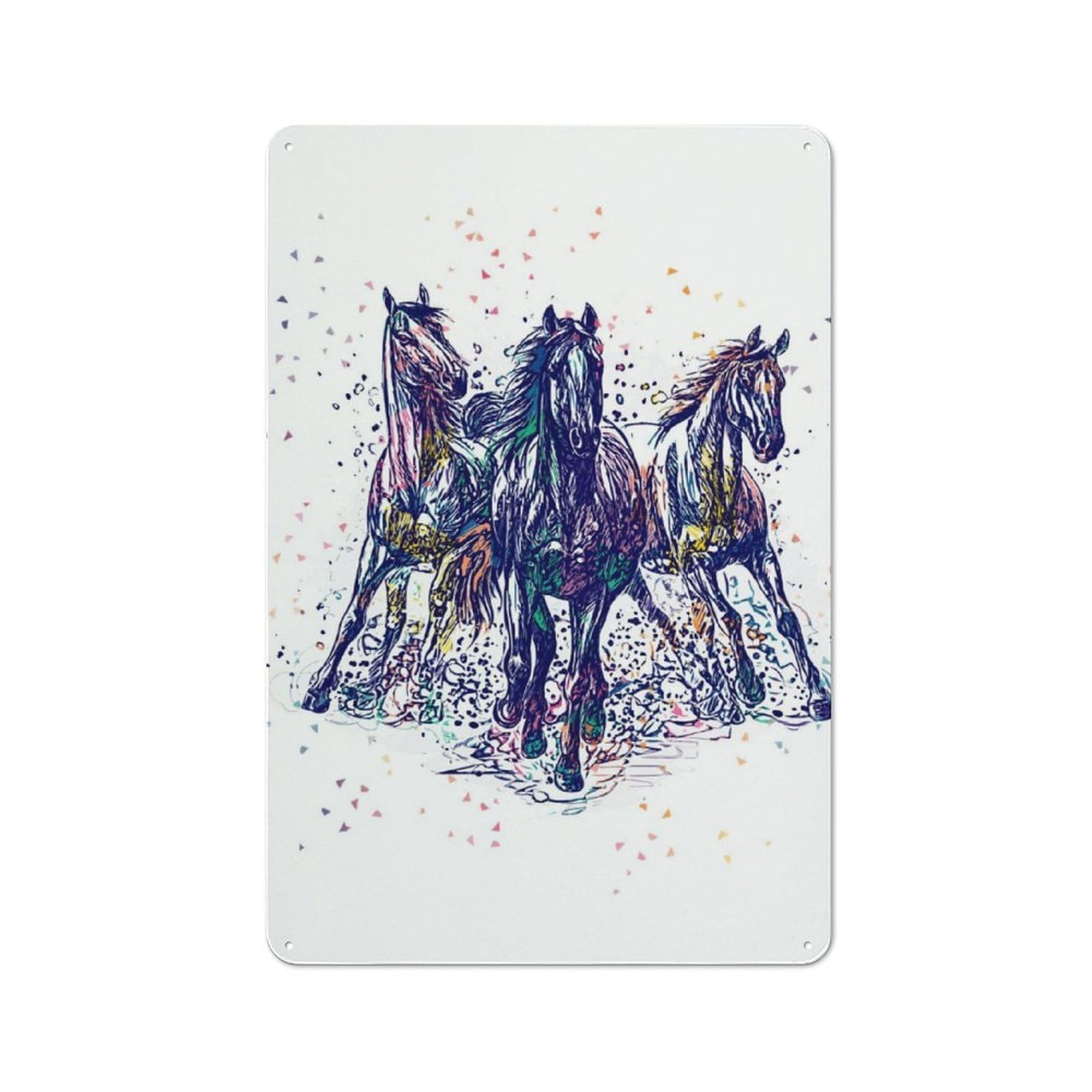 Junmoney Running Horse Line Artwork For Lounge Or Reading Corner, Retro Metal Sign 30X20cm, For Metal Sign Collectors, For Garage And Workshop Walls