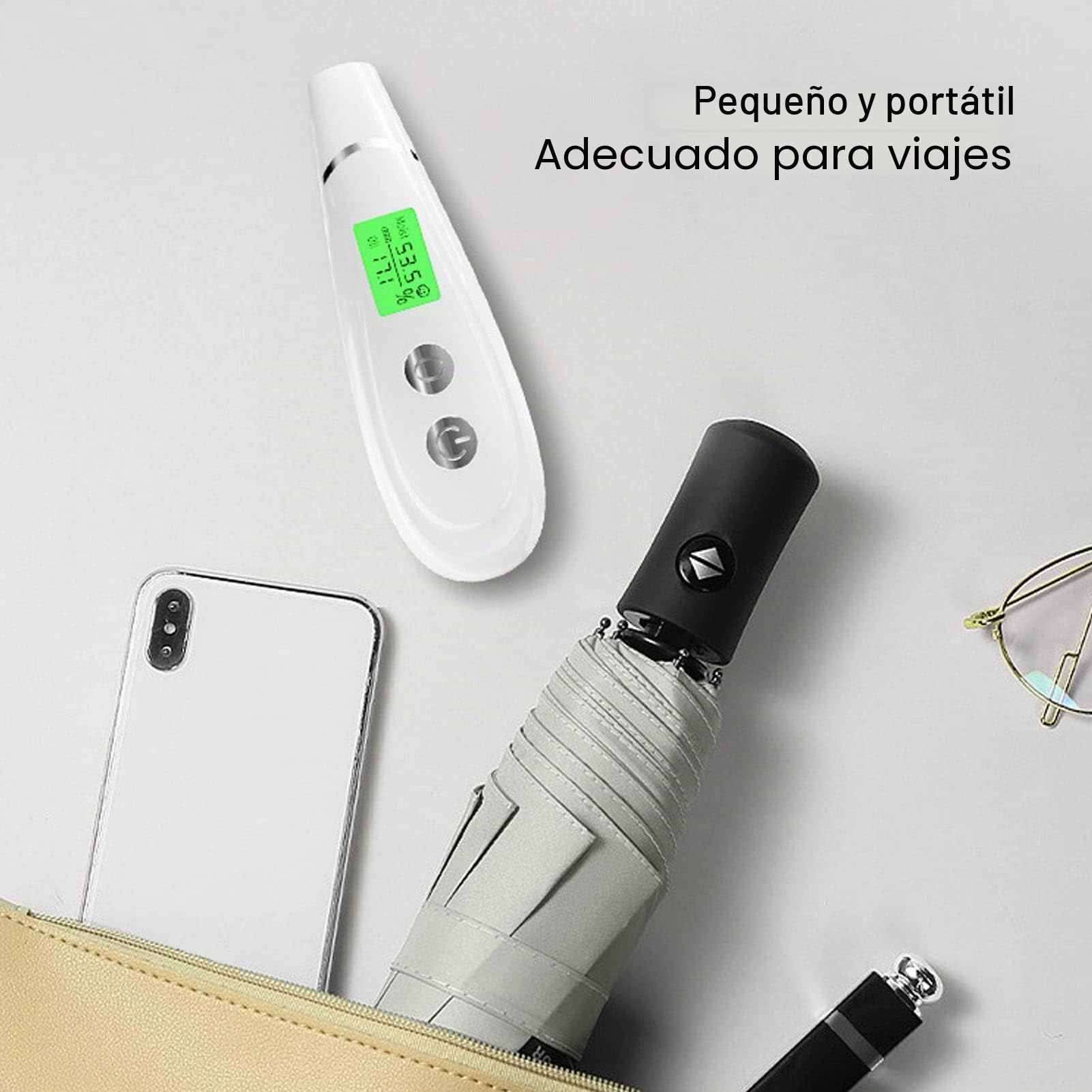 Detector digital de piel portátil, detector de humedad facial blanco, analizador de humedad del contenido de aceite de la piel