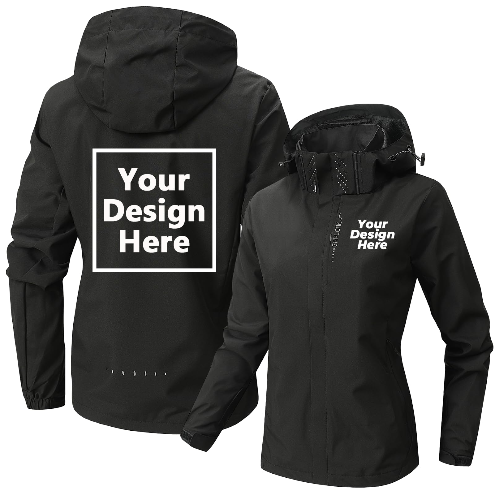 Personalisierte wasserdichte Outdoor-Jacke für Damen, leichter Regenmantel, winddicht, Wanderjacke, individuelles Bild für den Alltag