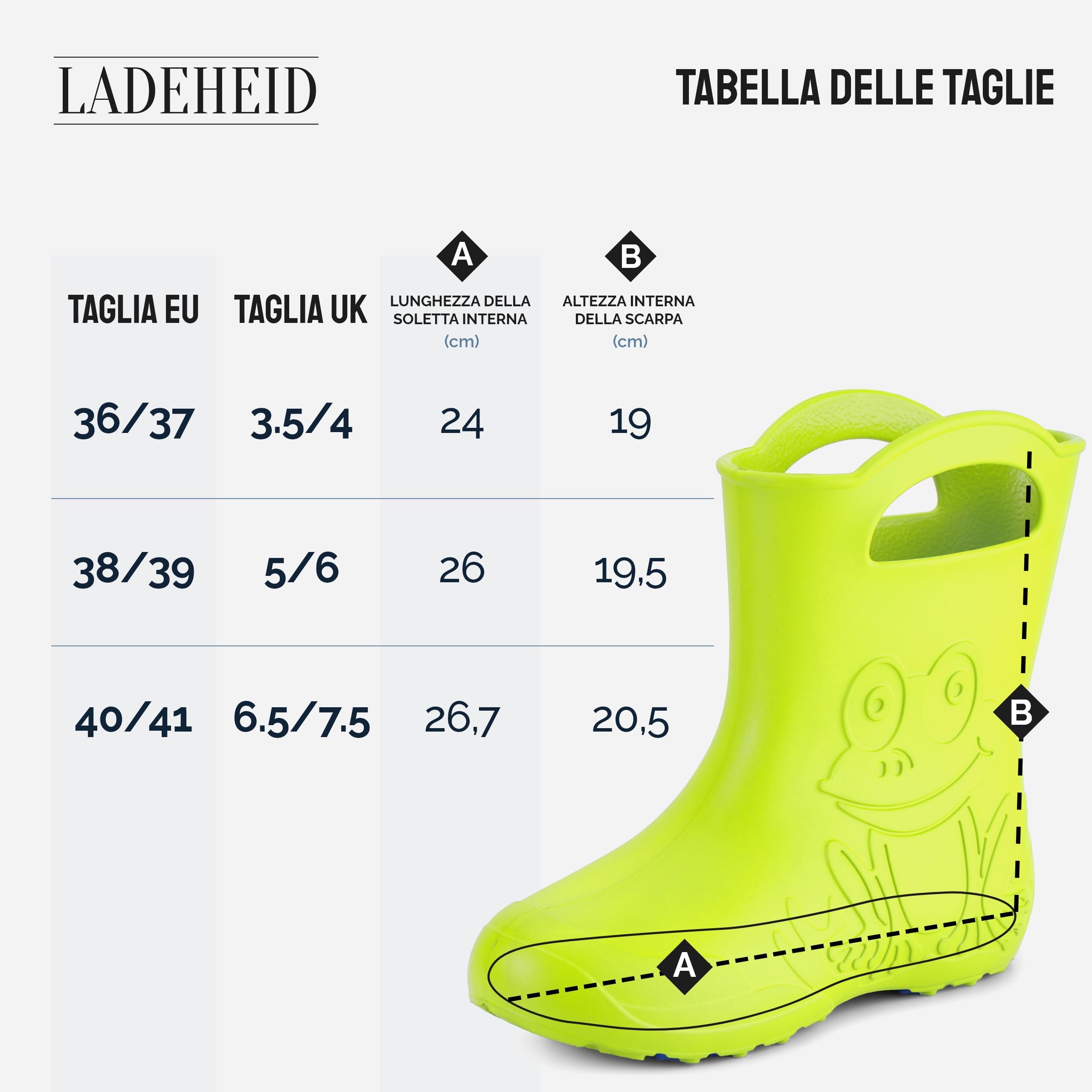 Ladeheid Stivali Pioggia Donna in EVA – Impermeabili, Robusti e Confortevoli, Stivali impermeabili donna Antiscivolo per la Pioggia, Facili da Pulire LA-СA-09