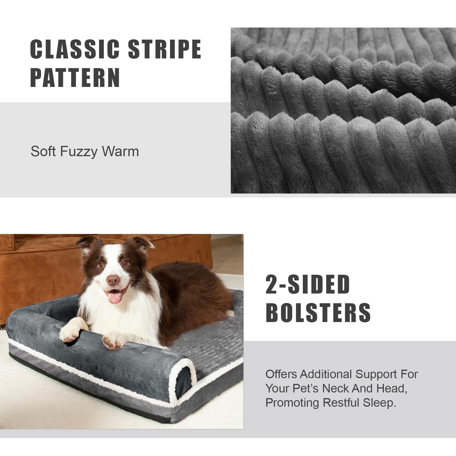Cama Perro Grande Ortopédica, Colchoneta Perro de L con Espuma De Caja De Huevos, Sofá Perro con Impermeable Lavable Desenfundable, 122x76cm, Gris | Resistente al agua, antideslizante, suave con base antideslizante, funda extraíble y lavable