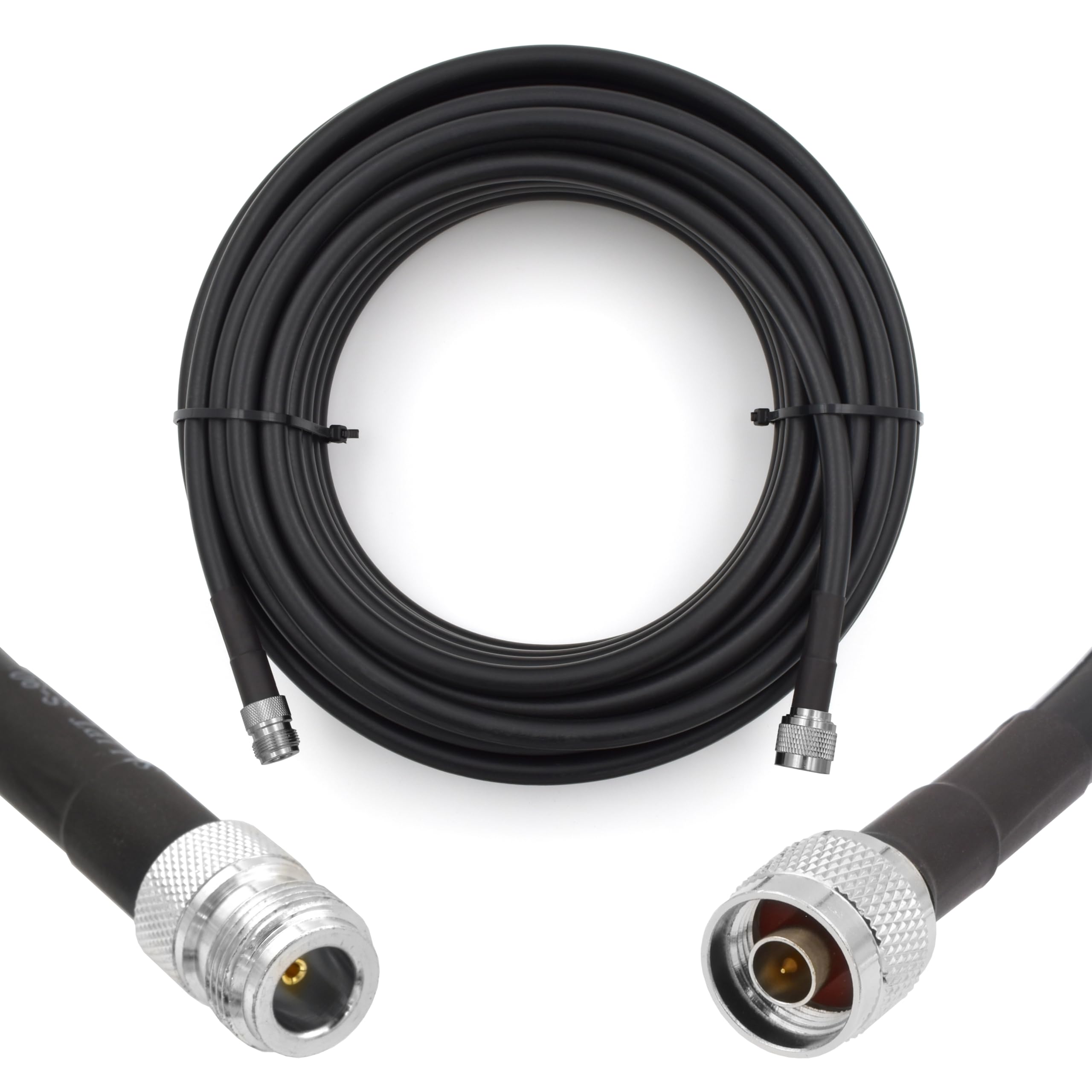 RANGEFUL N Type Extension Cable 12m 39.4ft Ultra Low Loss Coax Cable 8D-FB Ø11.1mm Extension Lead Black N Male to N Female Coaxial 50ohm
