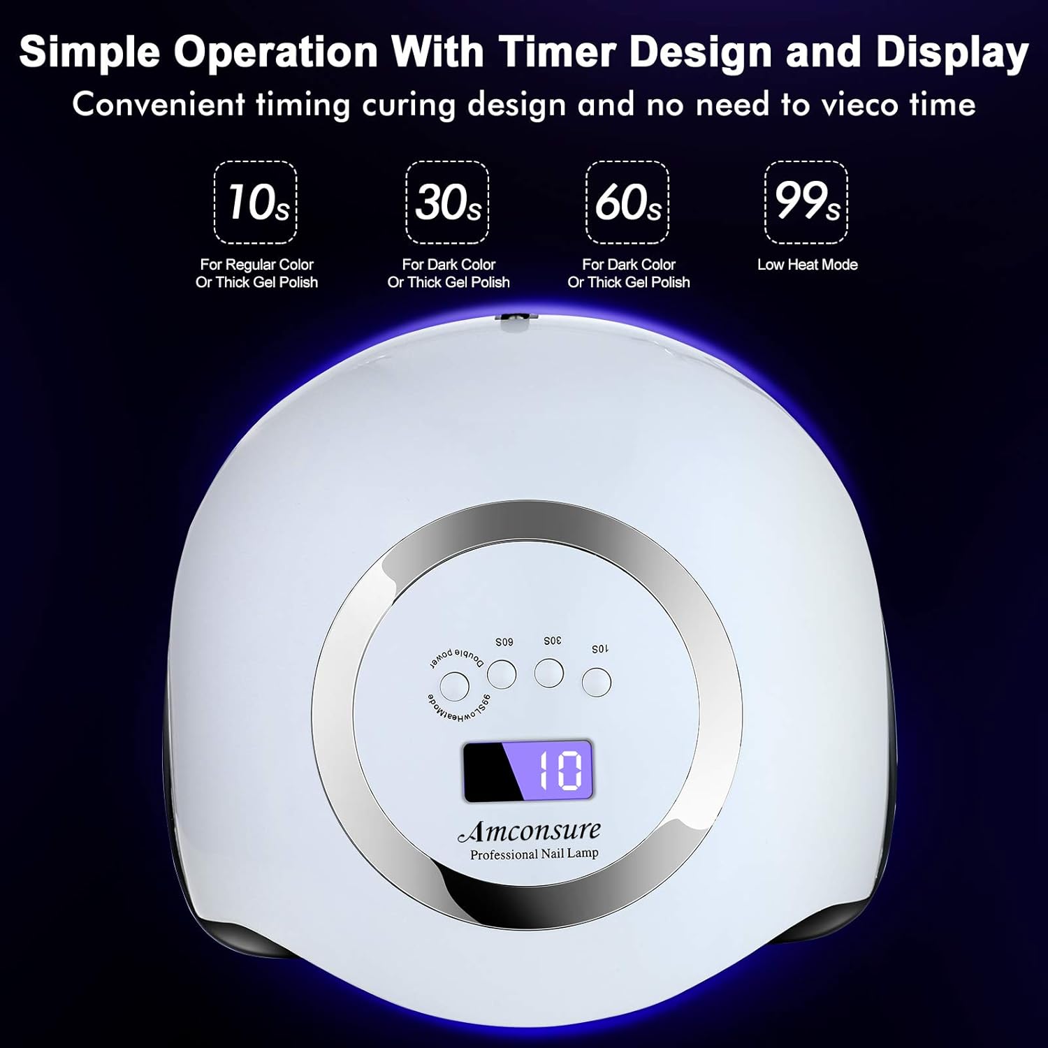 UV LED Nail Lamp, Amconsure 168W Nail Dryer for Gel Polish with 4 Timer Settings, Auto Sensor and LCD Display, Professional Gel Curing Lamp Gel Polish Light with 42 LED Beads for Solon and Home Silver : Beauty & Personal Care