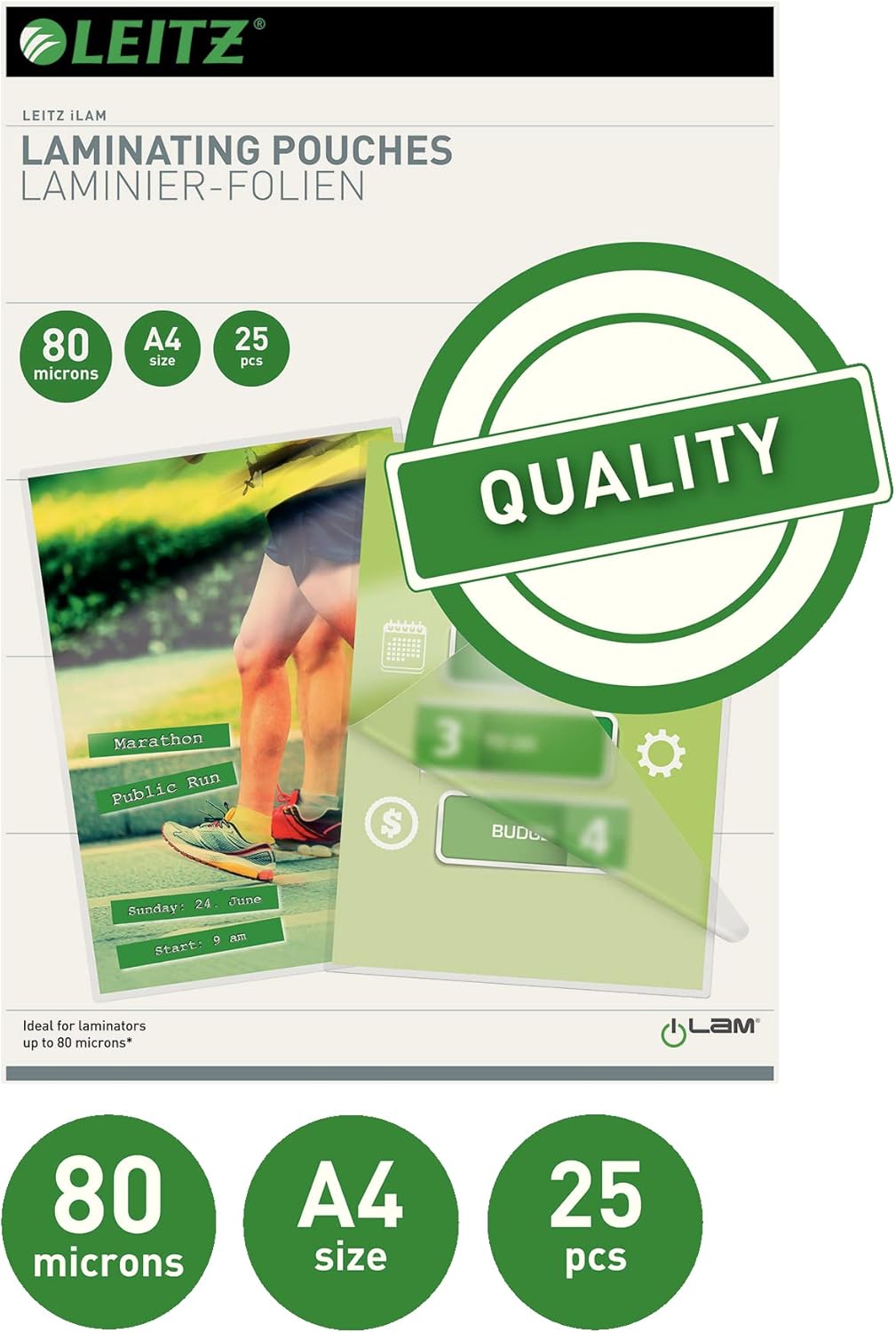 Leitz 16917 Laminate Pouch A4 80 Micron Pack of 25