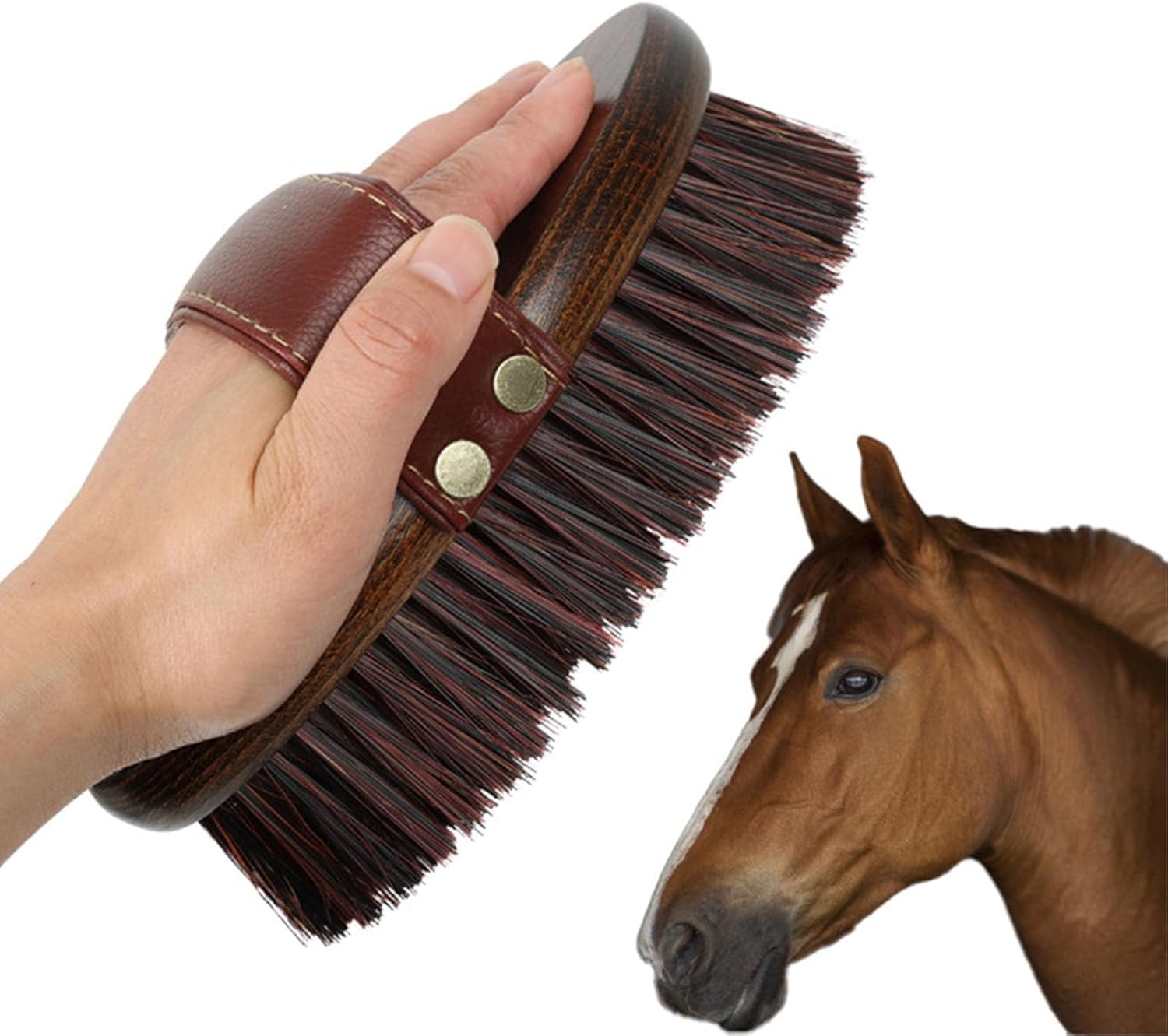 Horse Grooming Brushes, Body, Deshedding, Mane and Tail Care Tools with Firm Bristles(Brown)