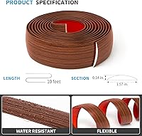Vista 59 de Art3d Tira de transición de vinilo autoadhesiva de 4 pies, divisor plano de tira laminada para unir huecos, transición de umbral de alfombra, Marrón