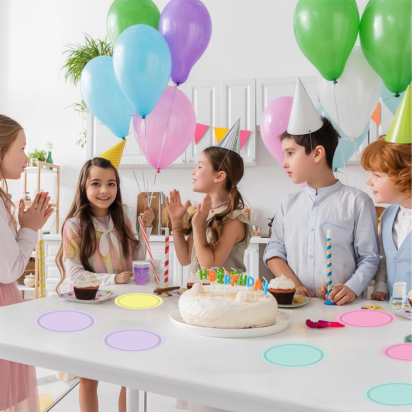 ZSYIULIA Piatti di carta per feste da 17,8 cm e 22,9 cm, per feste di compleanno e festival a tema bambini (colore solido)