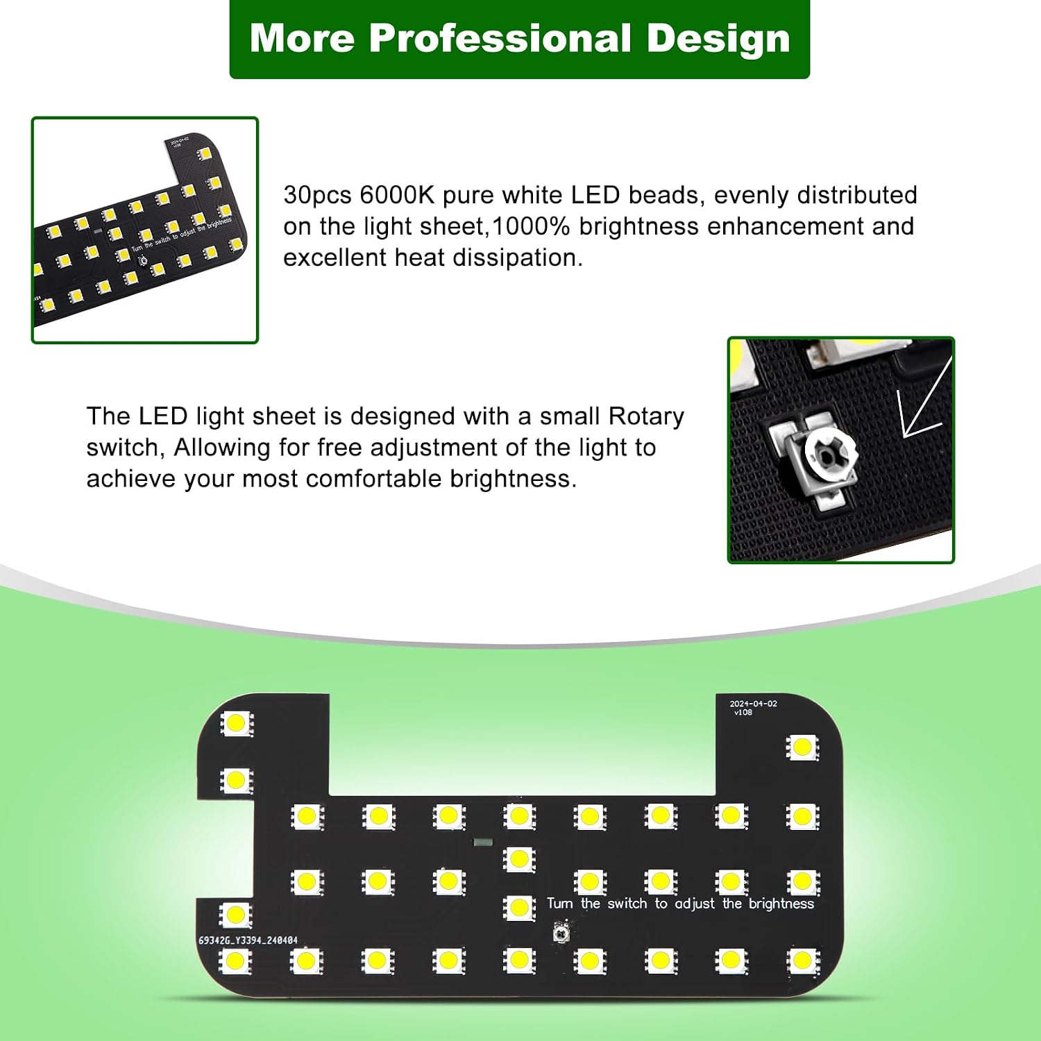 Interior LED light sheet,applicable dome light,Super Bright 6000K Pure White Light,Lights Brightness Can Adjust,Fit Toyota Tacoma(2nd Gen,2005-2015),Camry,Solara,Sequoia,And for Lexus RX330