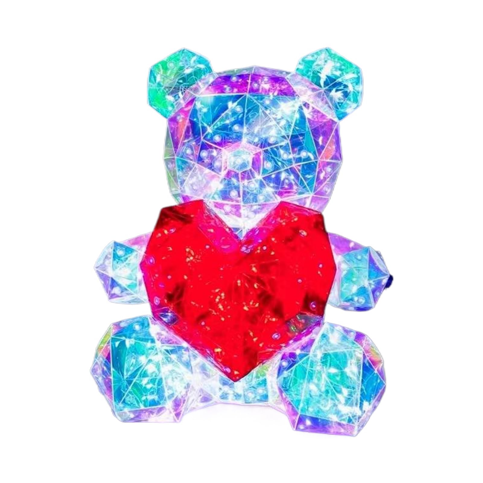 WUUISDNX Red Crystal Bear Lights Decoration Enjoy Light Up Bear Shaped Gift Who Lights Room Decoration LED Cute Decorations, Red Heart, 30cm
