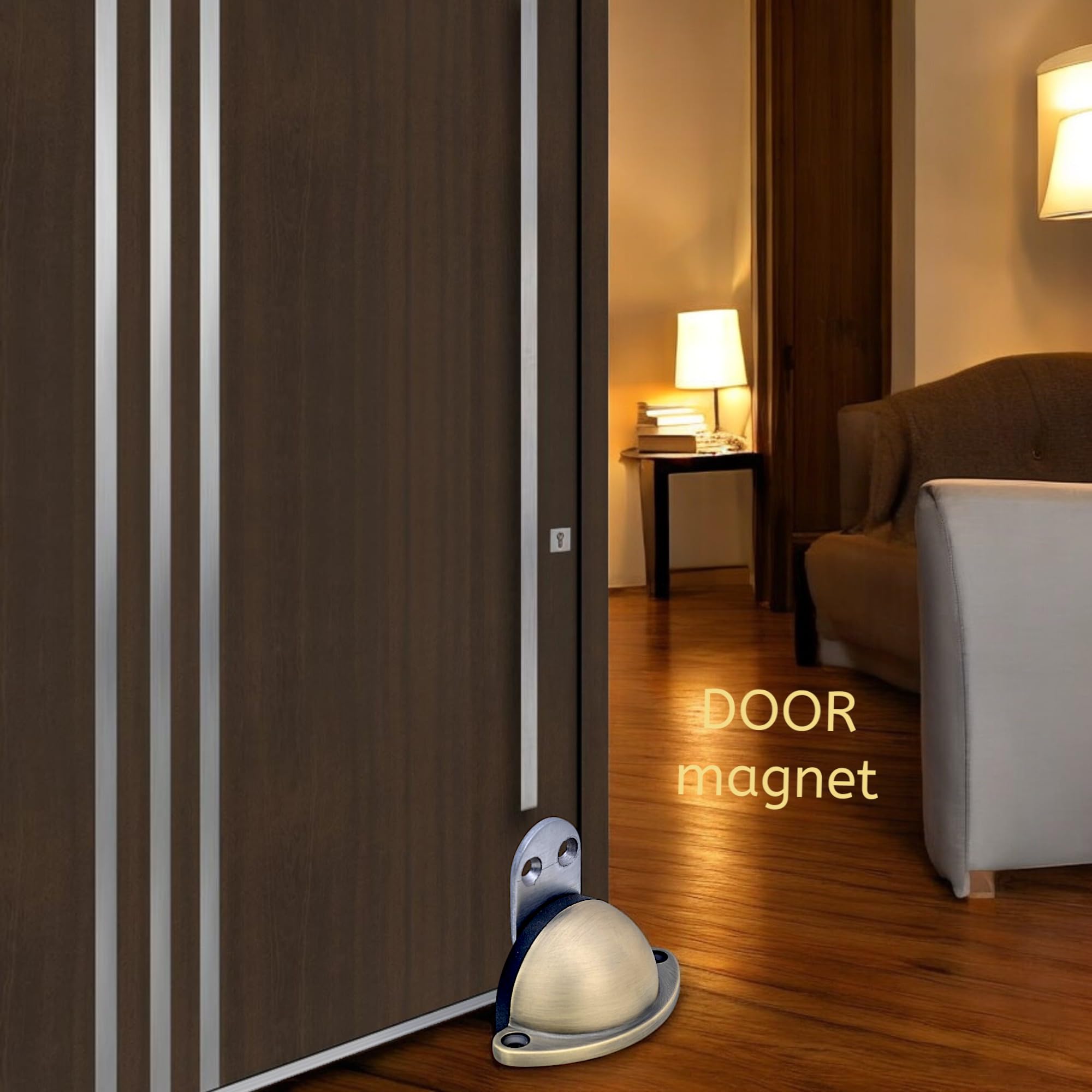 Floor Mount Magnet Door Stopper, Magnets Door Stops Wall Prop Hold Open Doorstop, for Home Office Bedroom Door Stop (1, Brass ANTIQ MATT) — Amazon image 2
