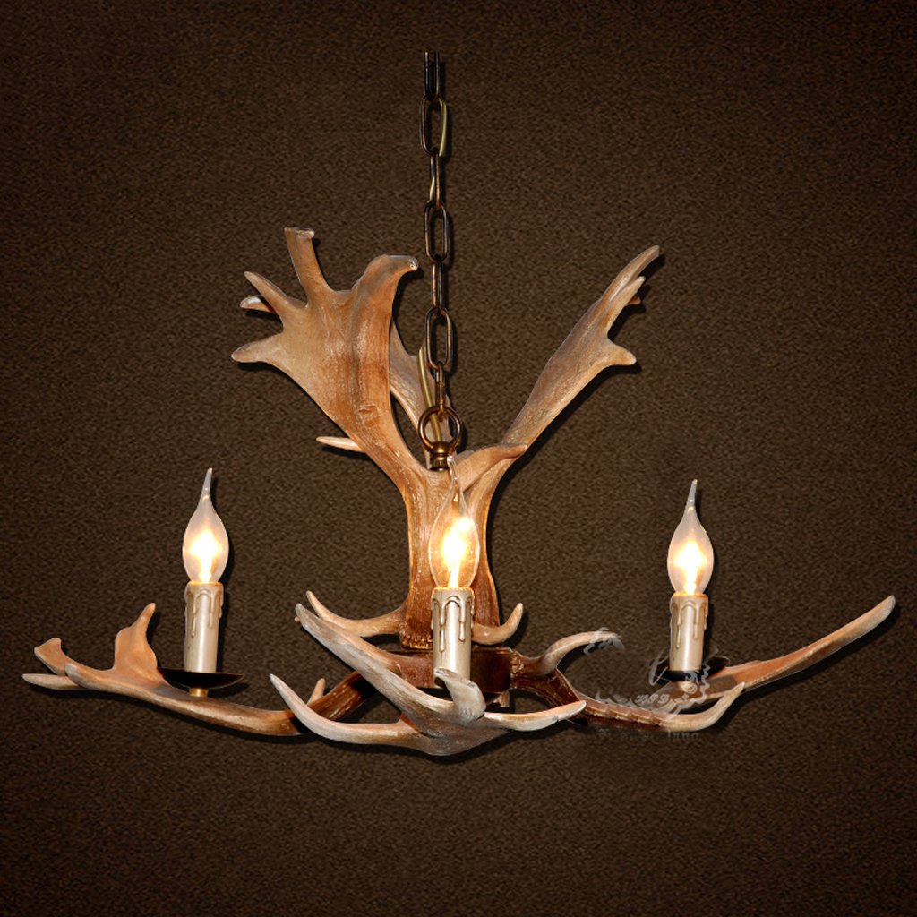 SYAXVOM Antlers Bar Chandeliers Living Room American Village Creative Lighting Retro Individuality